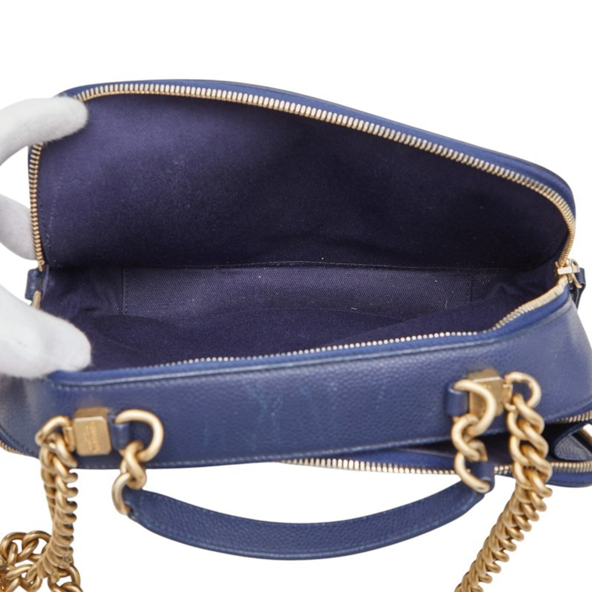 Chanel Navy Grained Calfskin Shoulder Bag Vanity Bag (Pre-Owned)