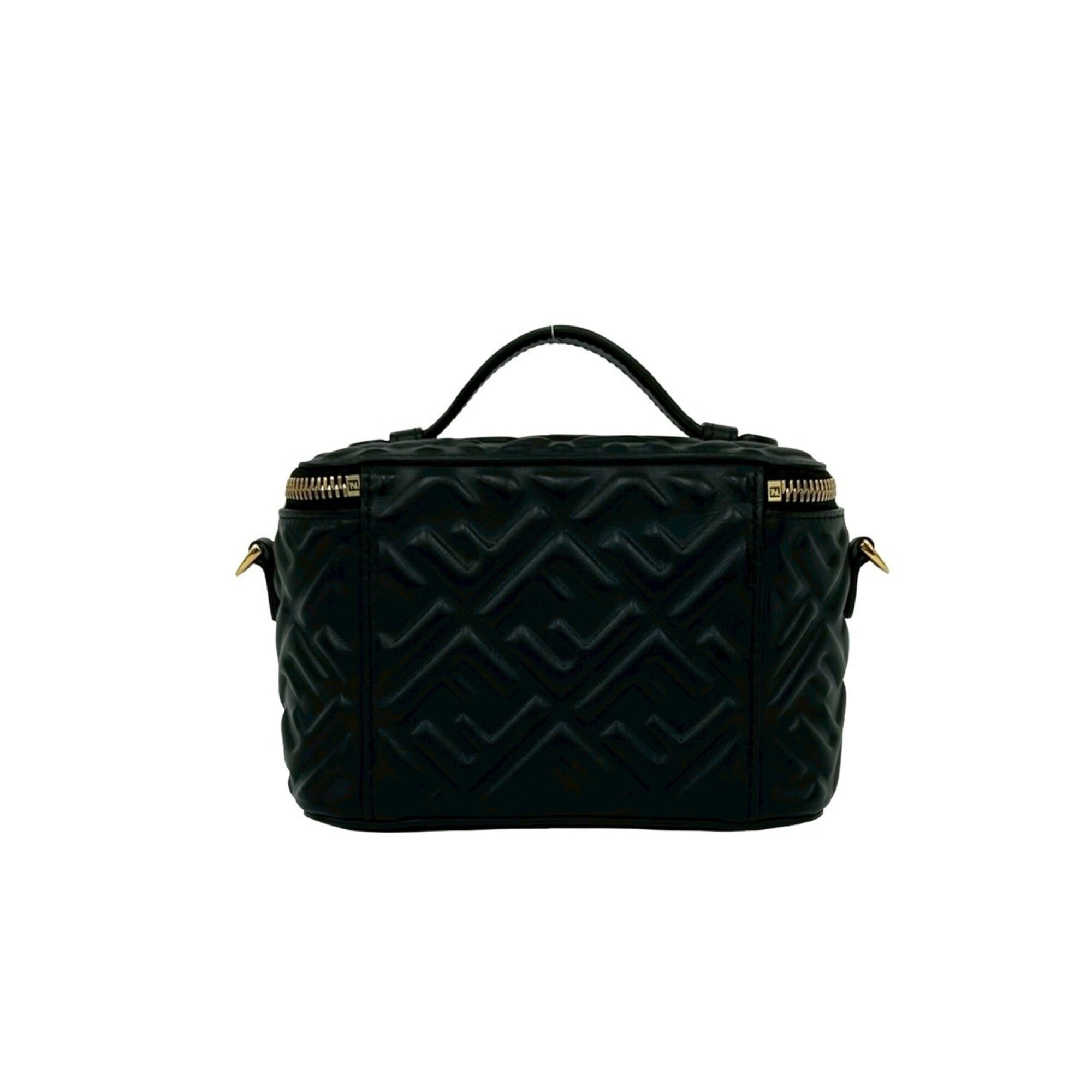 Fendi Black Leather Handbag Shoulder Bag Vanity Bag (Pre-Owned)