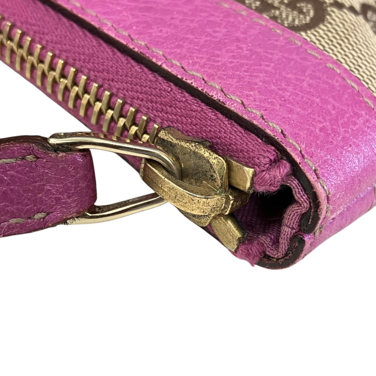 Gucci Gg Canvas Beige Pink Gg Canvas Leather Handbag (Pre-Owned)