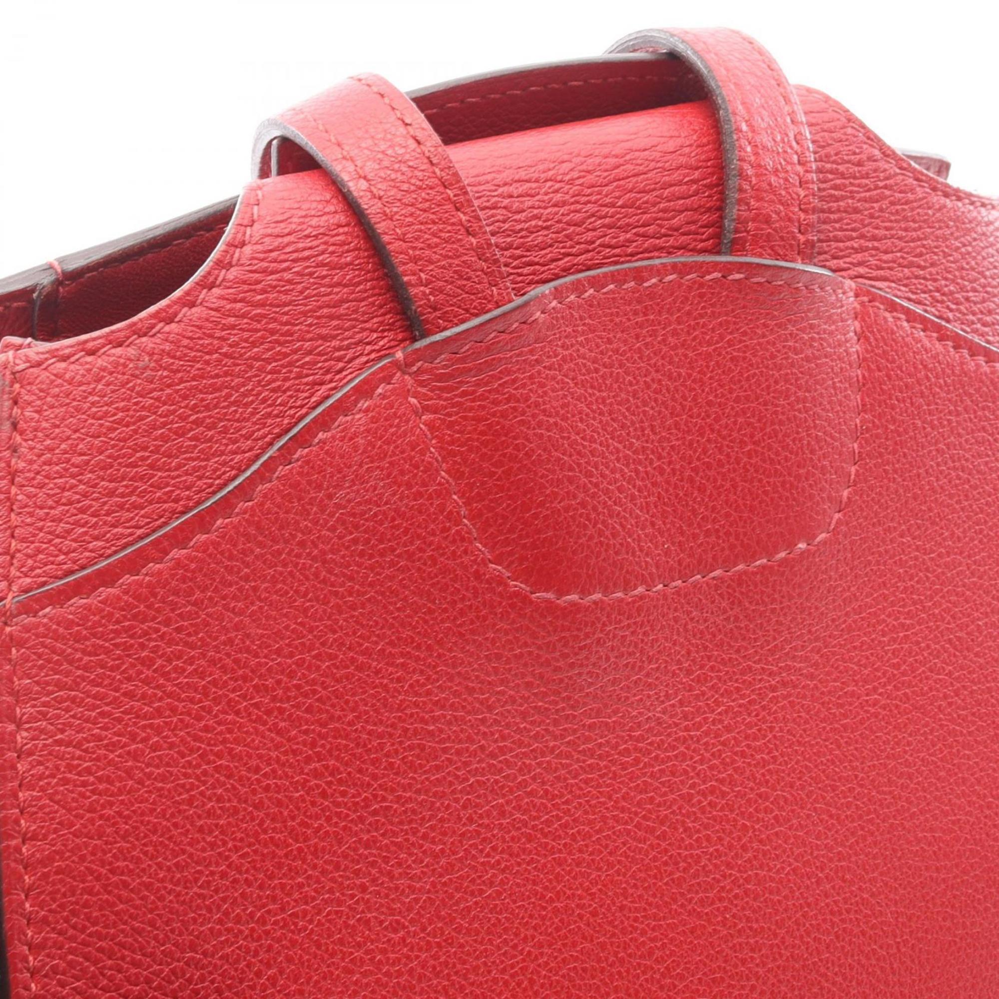 Hermes Red Color Rouge Casaque Evergrain Leather Leather Backpack Handbag (Pre-Owned)