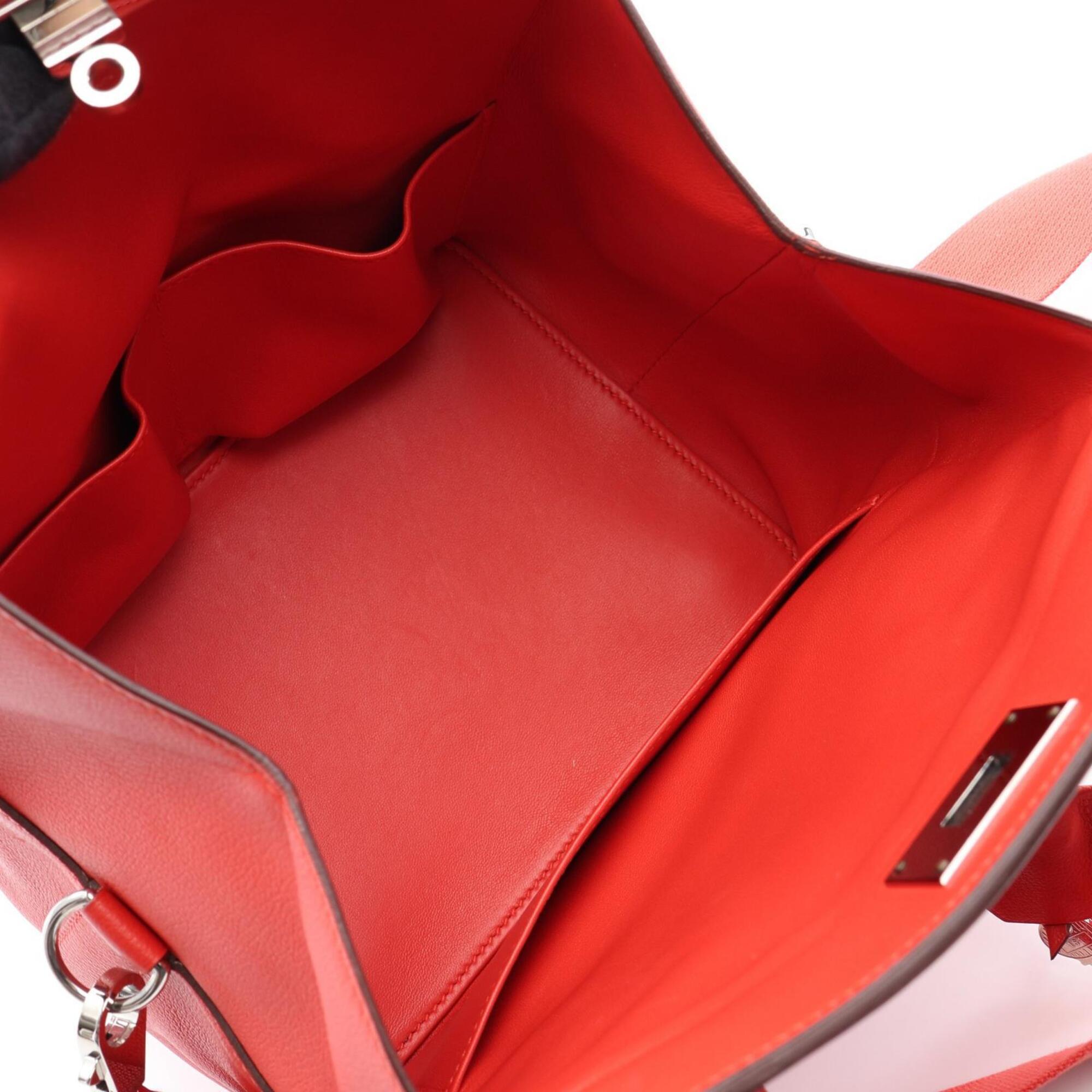 Hermes Red Color Evercalf Leather Handbag (Pre-Owned)