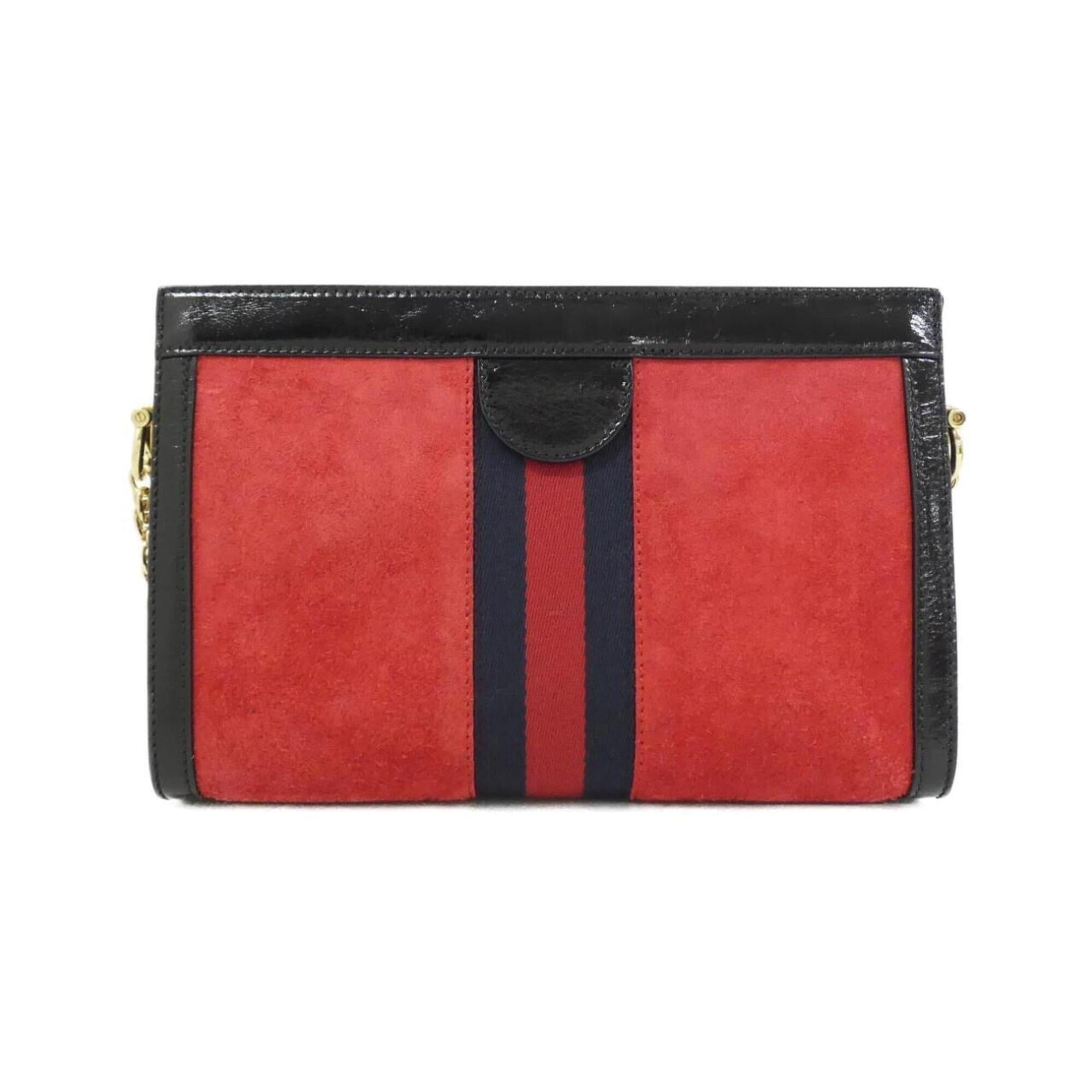 Gucci Ophidia Black Red Color Suede Leather Shoulder Bag (Pre-Owned)