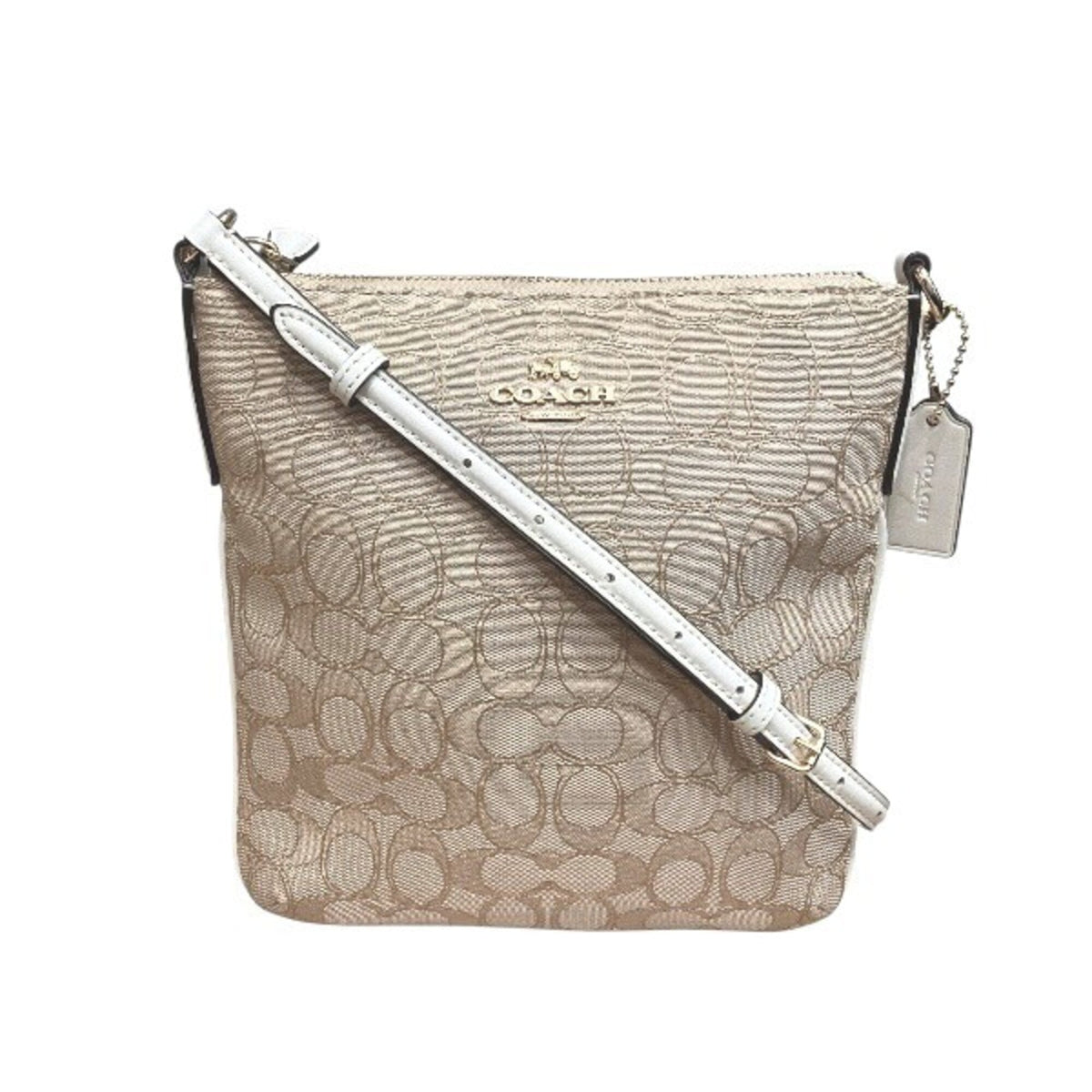 Coach Beige Signature Line Shoulder Bag (Pre-Owned)