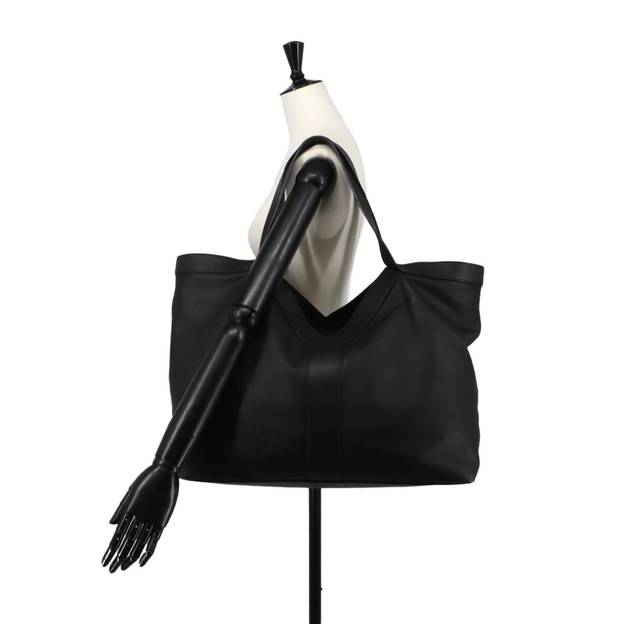 Saint Laurent Black Leather Handbag Tote Bag (Pre-Owned)