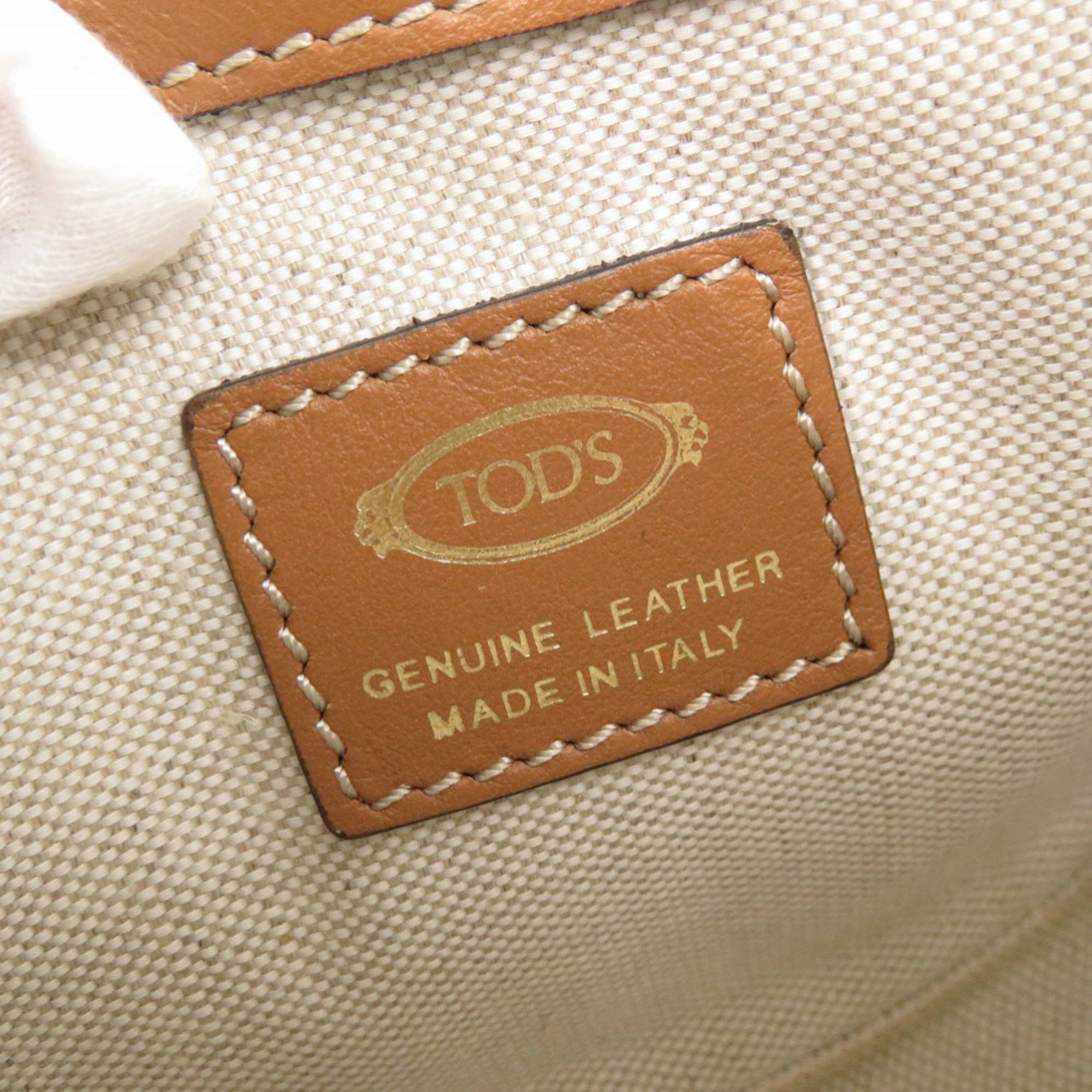 Tod's Brown White Leather Shoulder Bag (Pre-Owned)