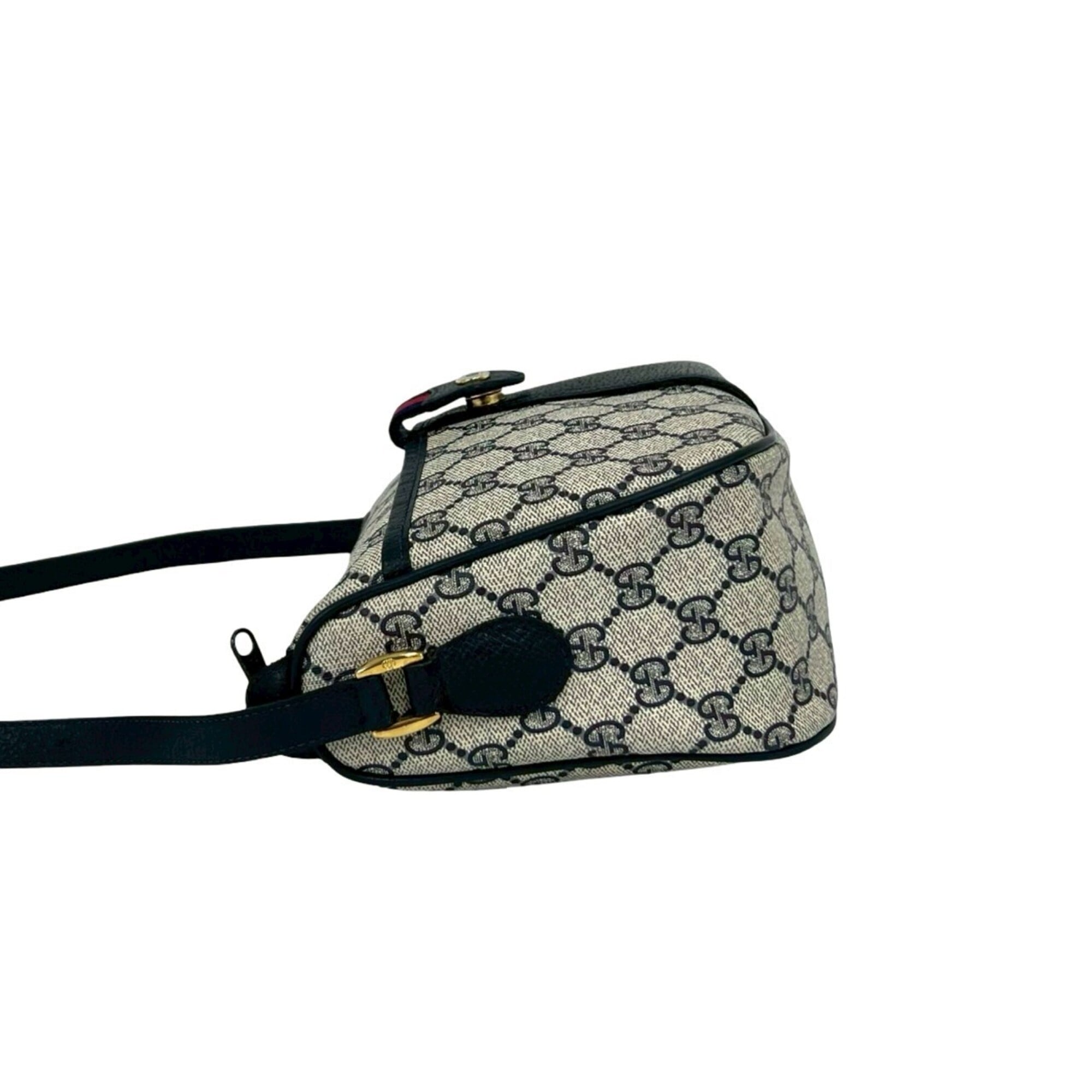 Gucci Navy Red Color Pvc Leather Shoulder Bag (Pre-Owned)