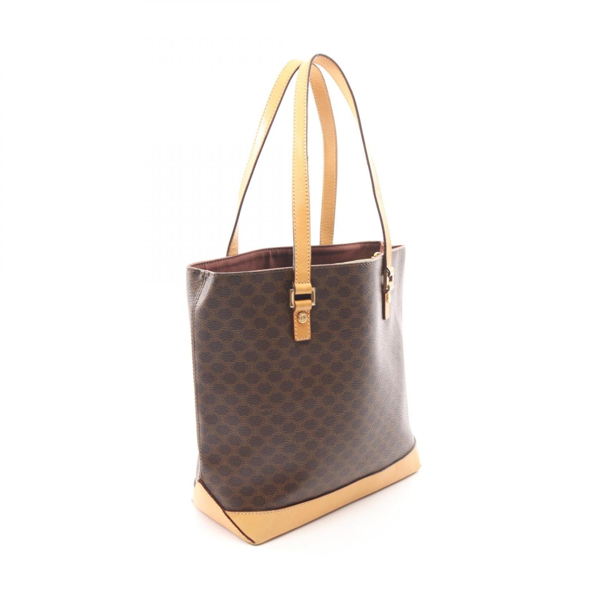 Celine Brown Coated Canvas Leather Handbag Tote Bag (Pre-Owned)
