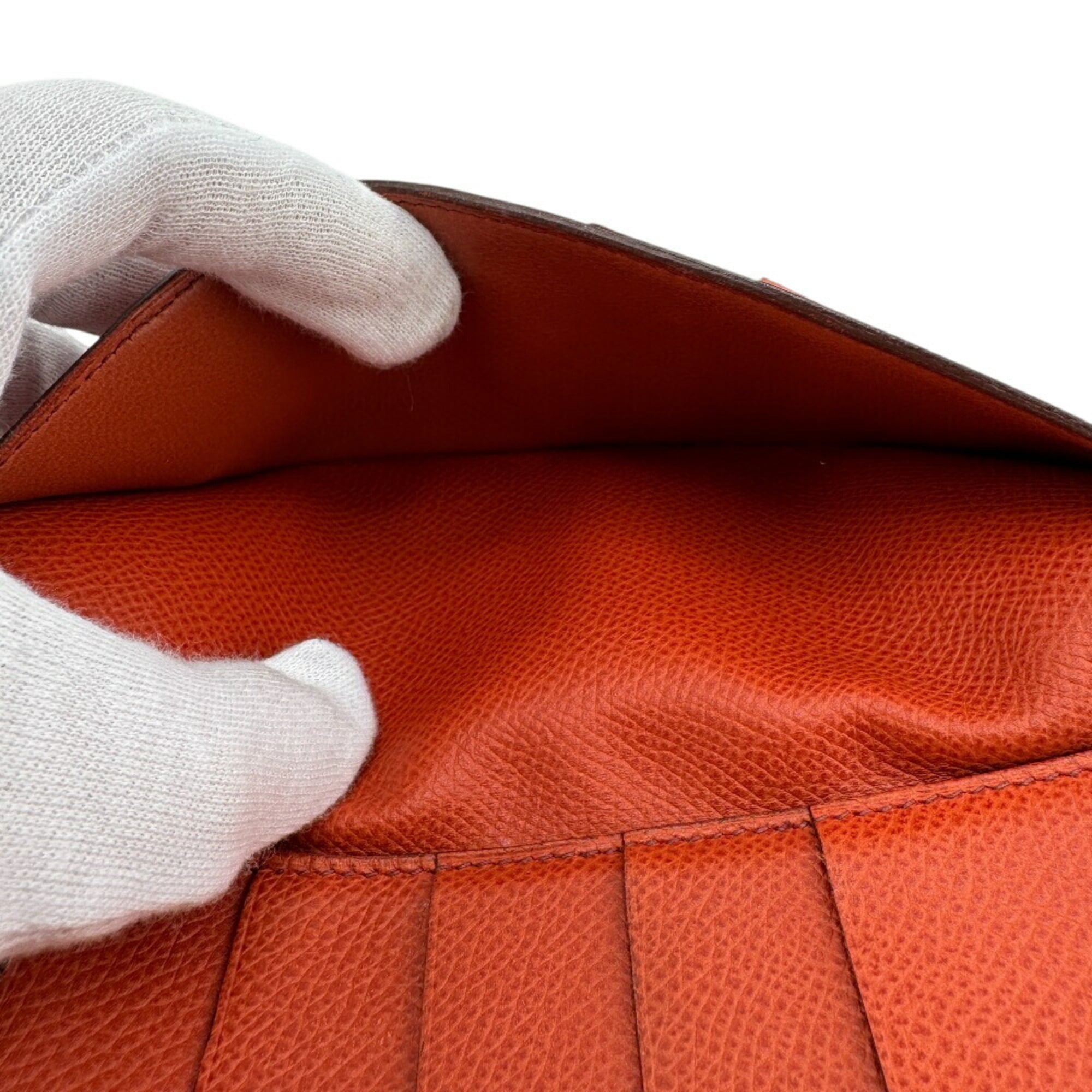 Hermes Orange Epsom Leather Long Wallet (Bi-Fold) (Pre-Owned)