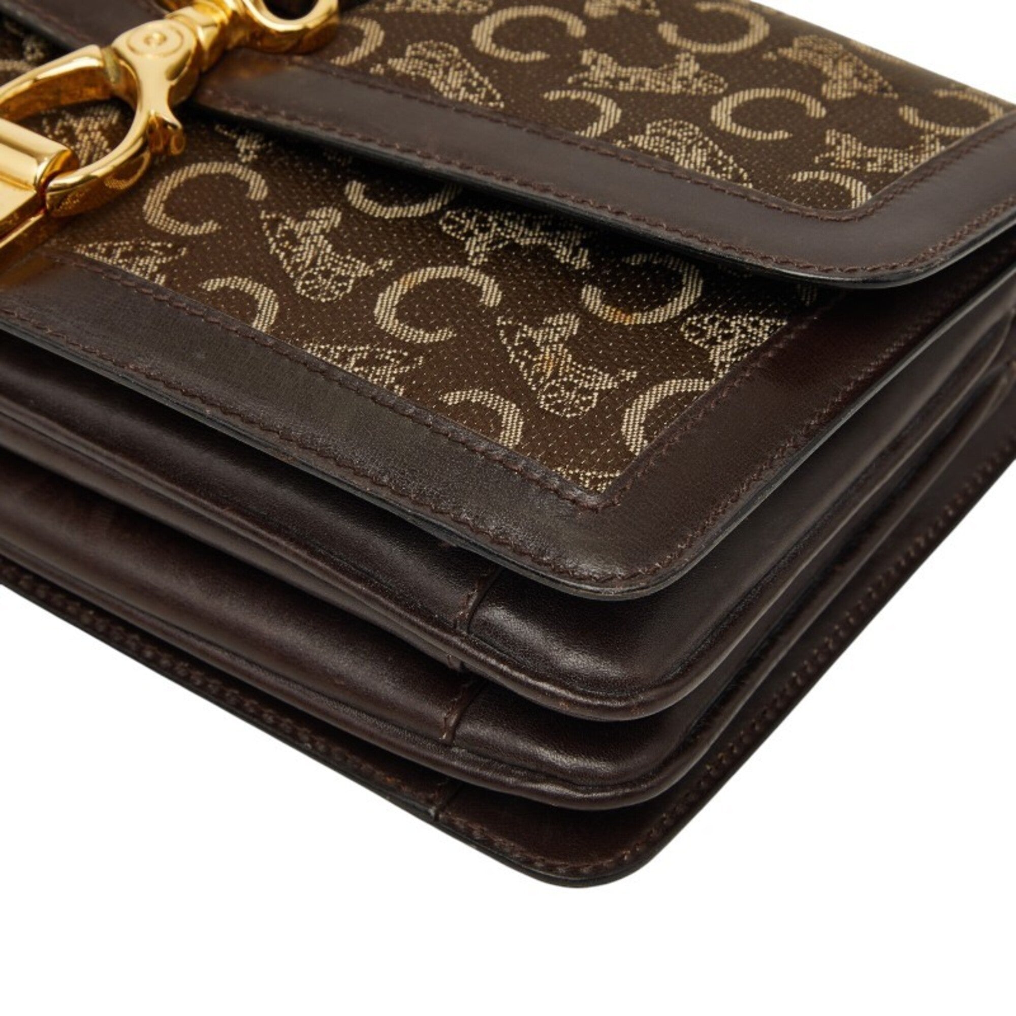 Celine Brown Canvas Leather Clutch Bag (Pre-Owned)