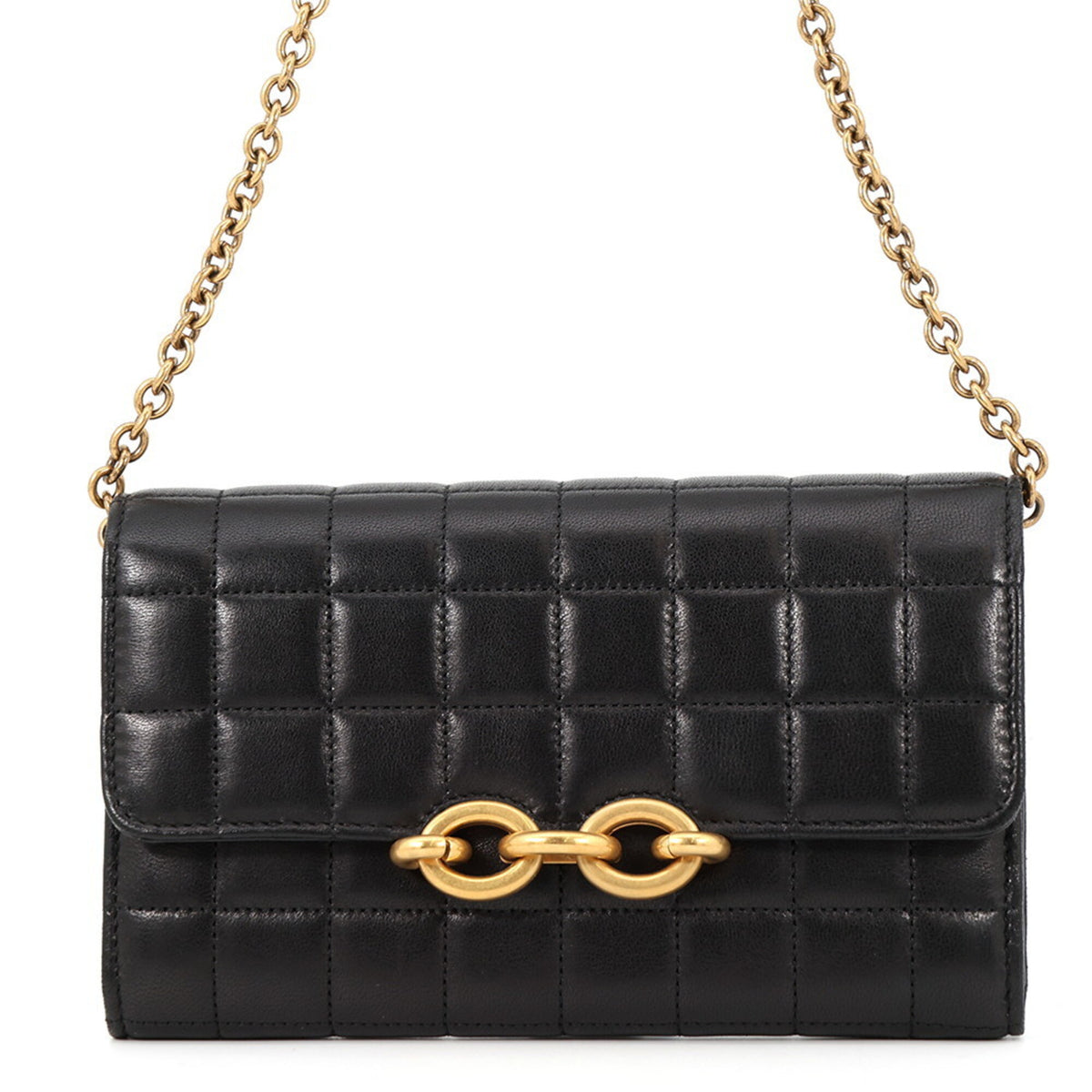 Yves Saint Laurent Black Leather Chain/Shoulder Wallet (Pre-Owned)