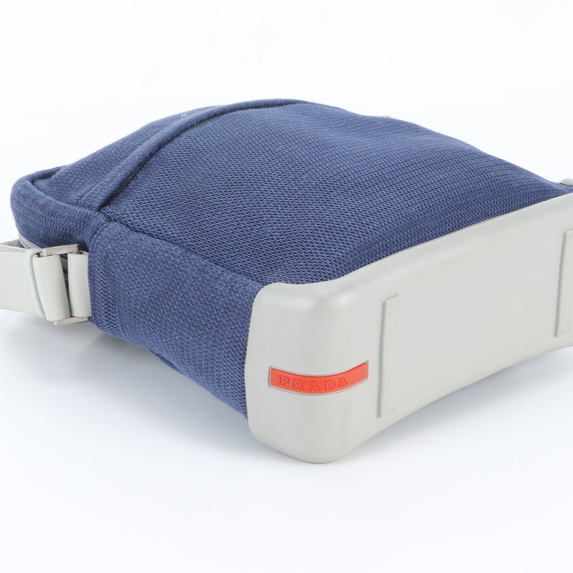 Pradasports Gray Navy Leather Nylon Messenger Bag Shoulder Bag (Pre-Owned)