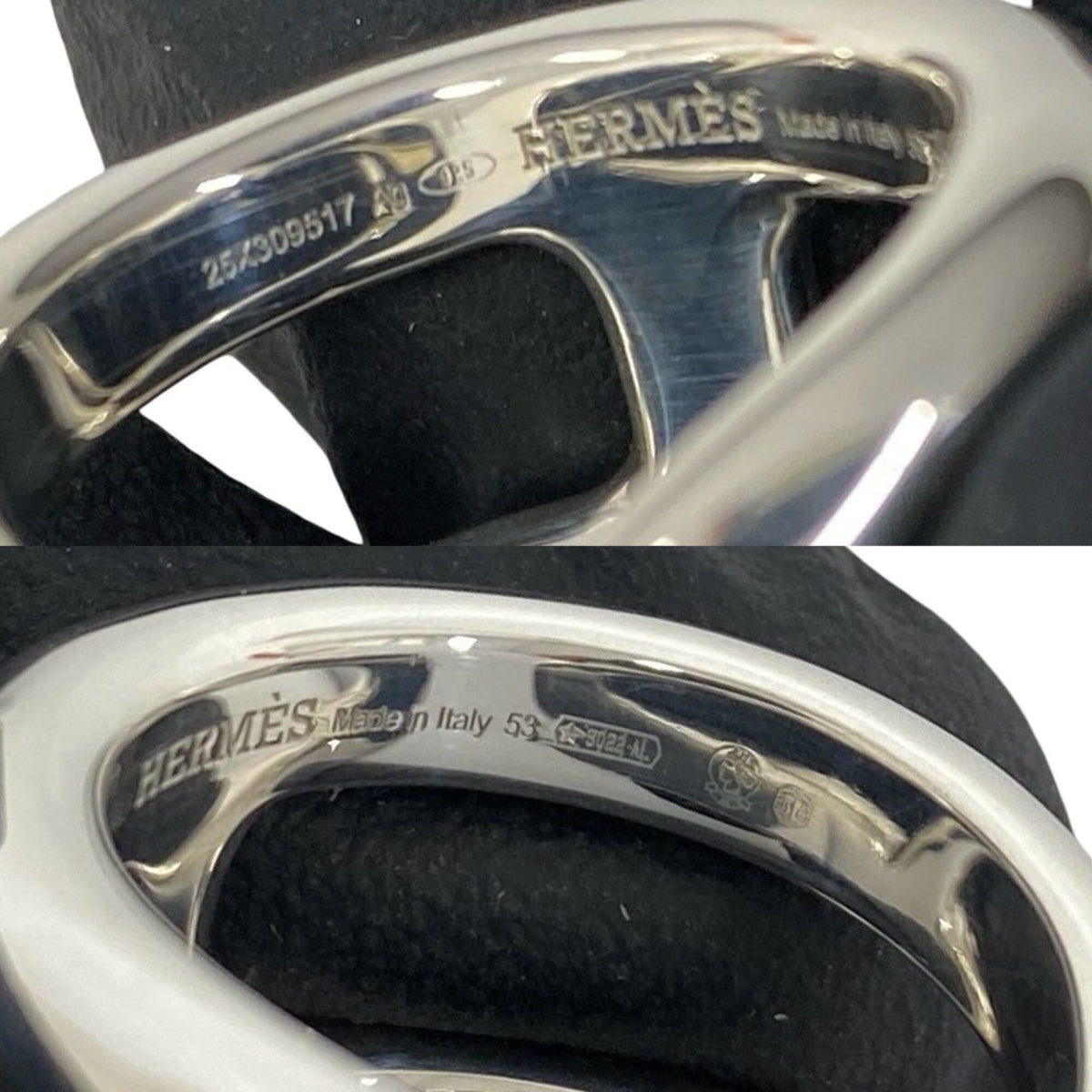 Hermes Silver Silver 925 Band Ring (Pre-Owned)
