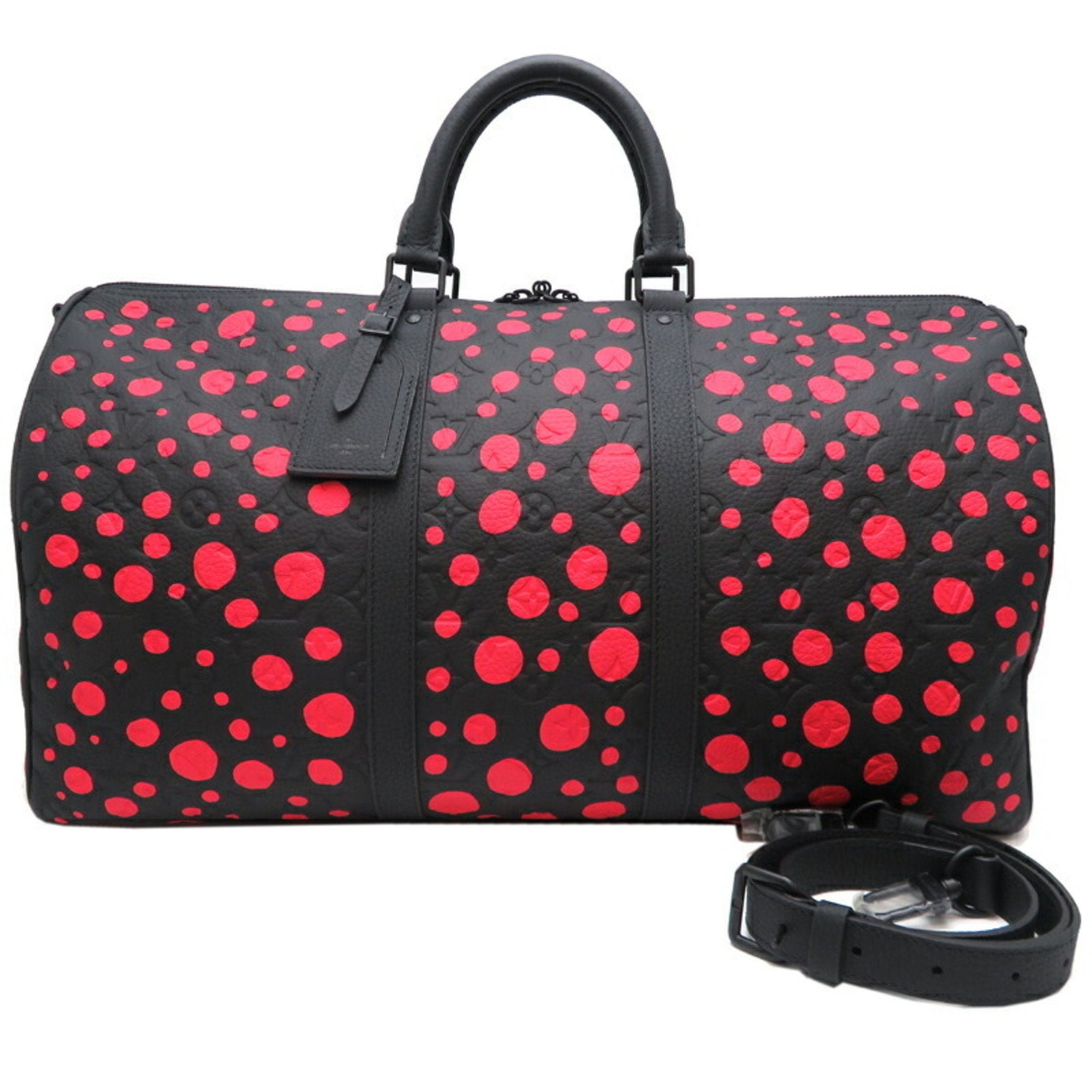 Louis Vuitton Yayoi Kusama Noir Leather Boston Bag (Pre-Owned)
