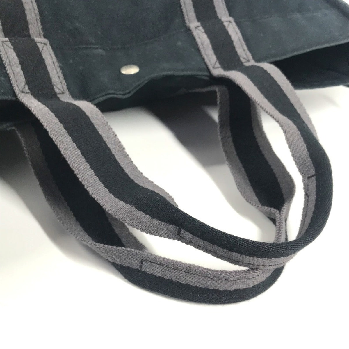 Hermes Black Gray Canvas Shoulder Bag Tote Bag (Pre-Owned)