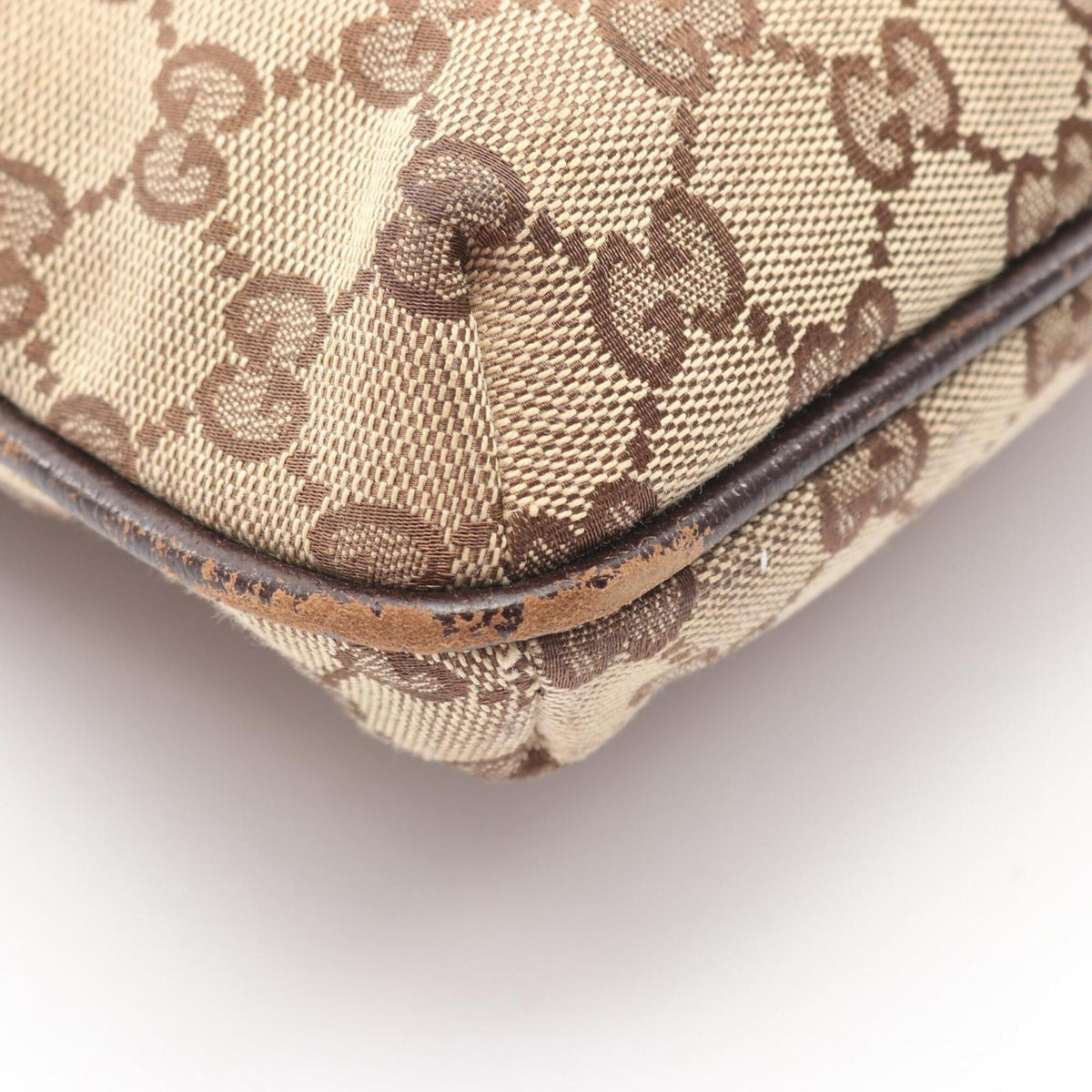 Gucci Beige Brown Canvas Handbag Shoulder Bag (Pre-Owned)