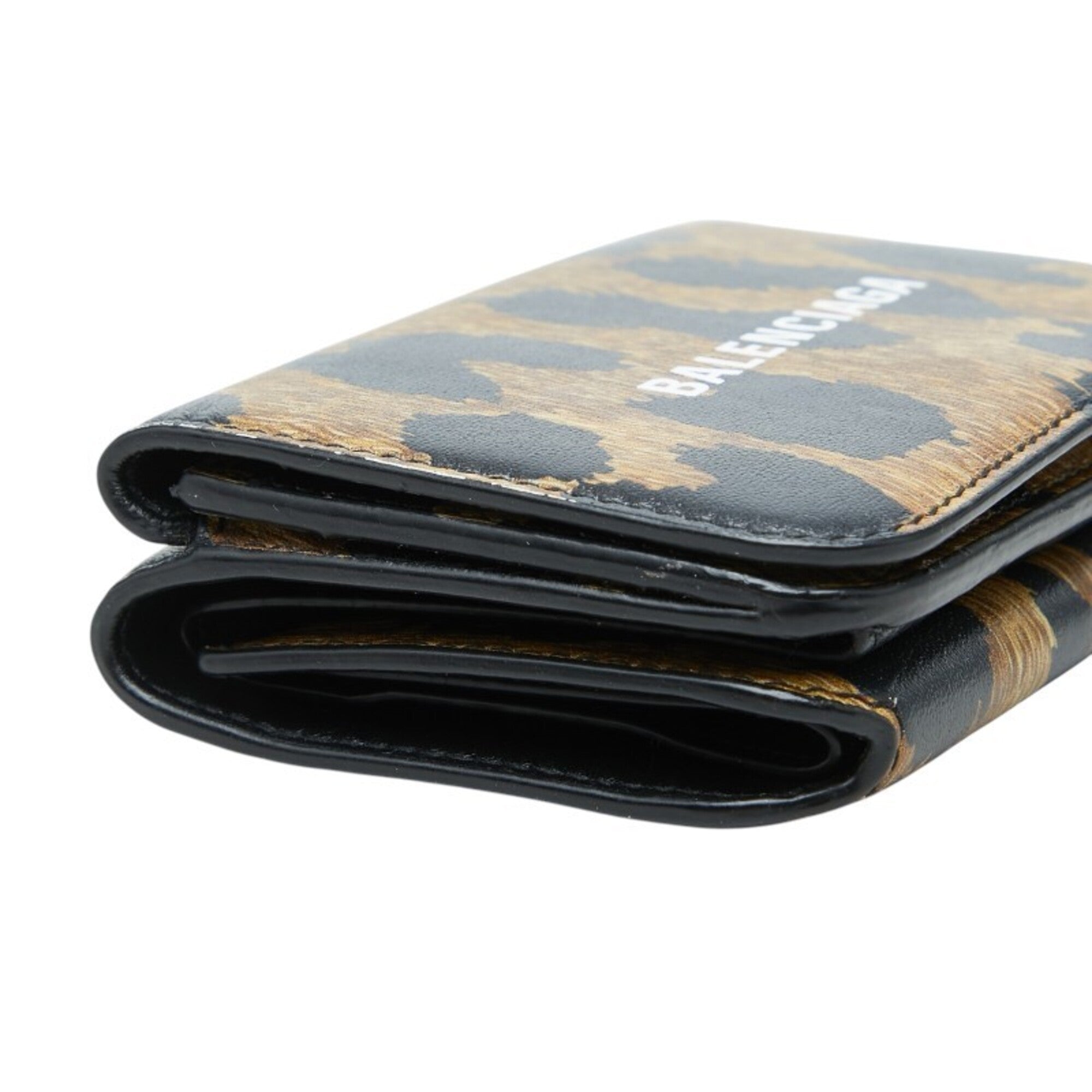 Balenciaga Black Brown Leather Wallet (Tri-Fold) (Pre-Owned)
