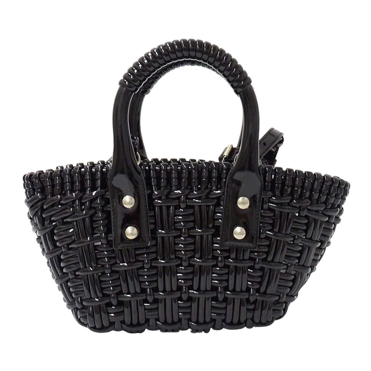 Balenciaga Black Leather Basket Handbag Shoulder Bag (Pre-Owned)