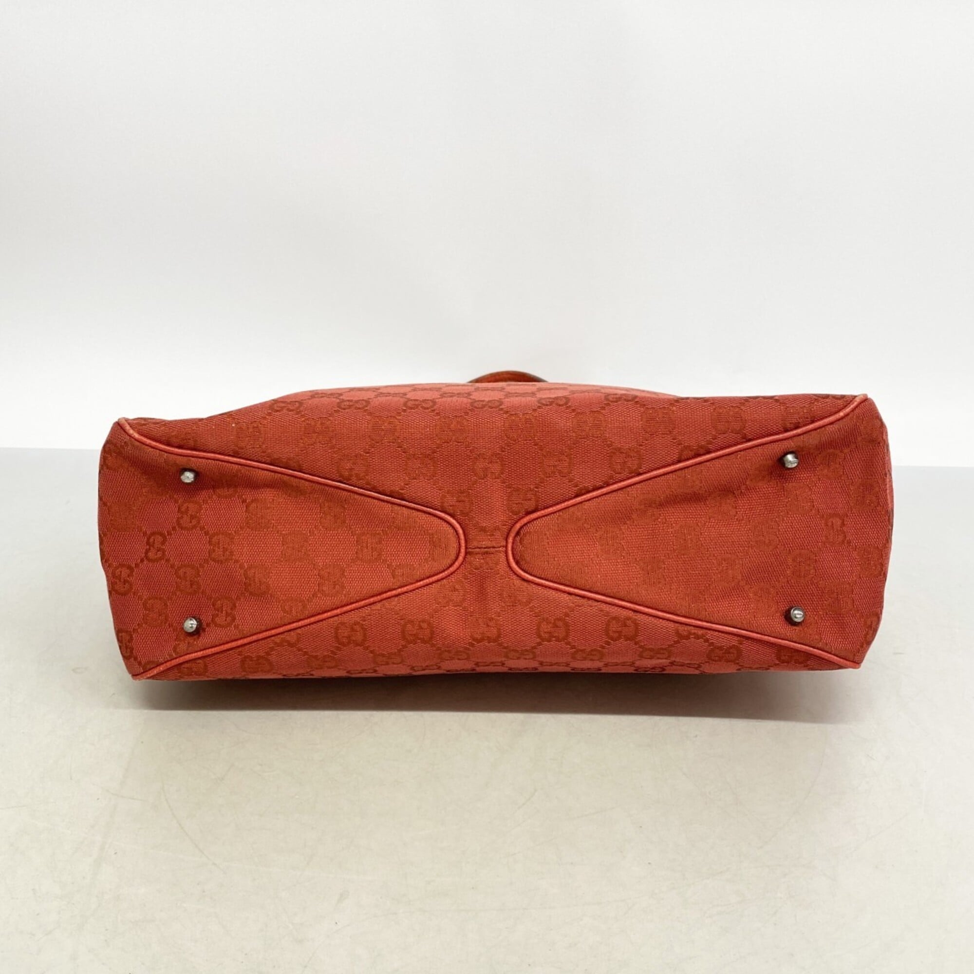 Gucci Red Color Canvas Tote Bag (Pre-Owned)