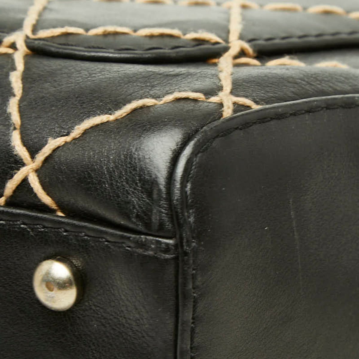 Chanel Black Leather Boston Bag Handbag (Pre-Owned)
