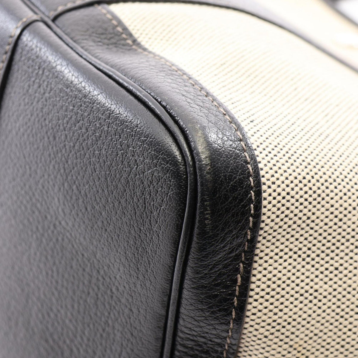 Hermes Beige Black Ecru Toile H Buffalo Leather Handbag Tote Bag (Pre-Owned)