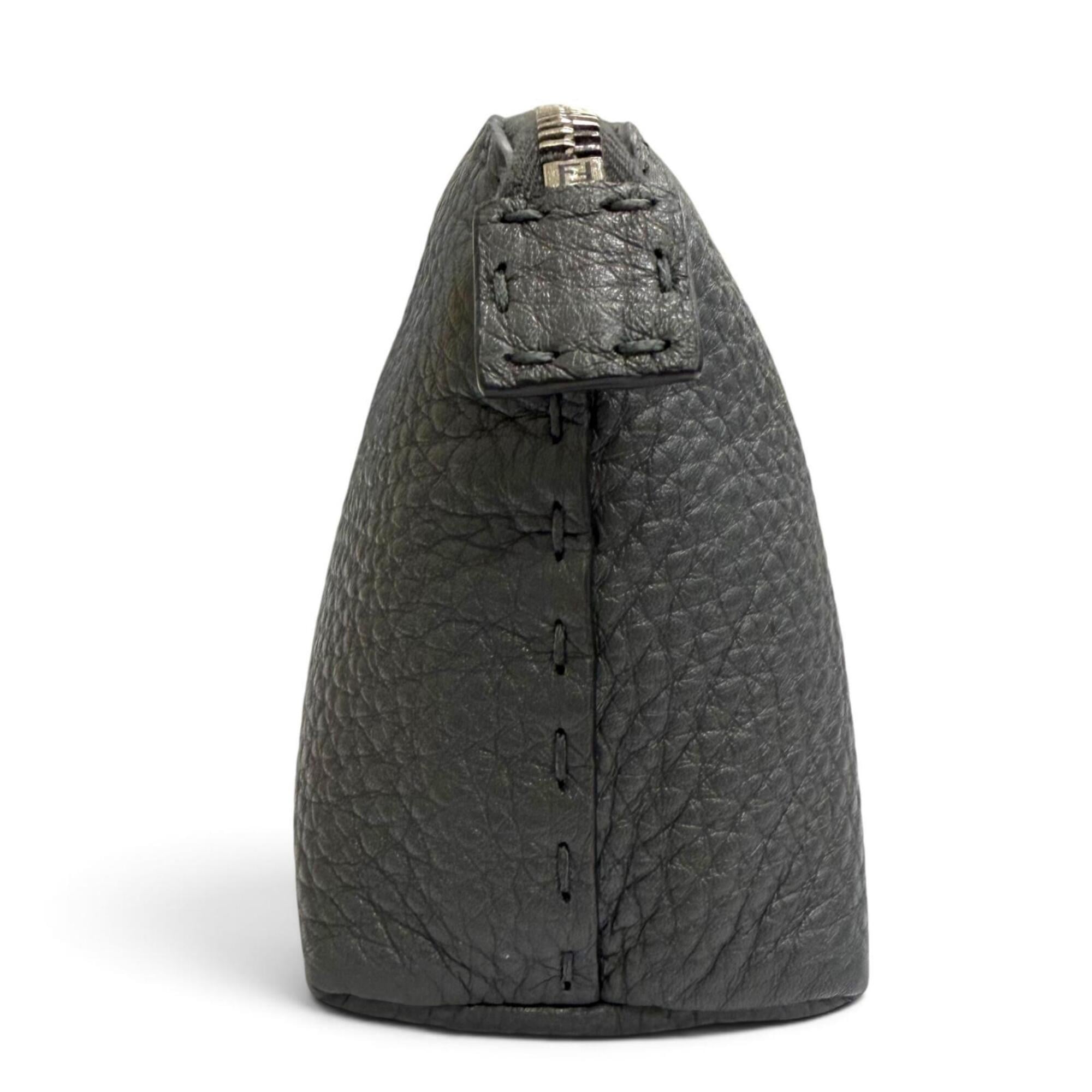 Fendi Dark Gray Leather Pouch (Pre-Owned)