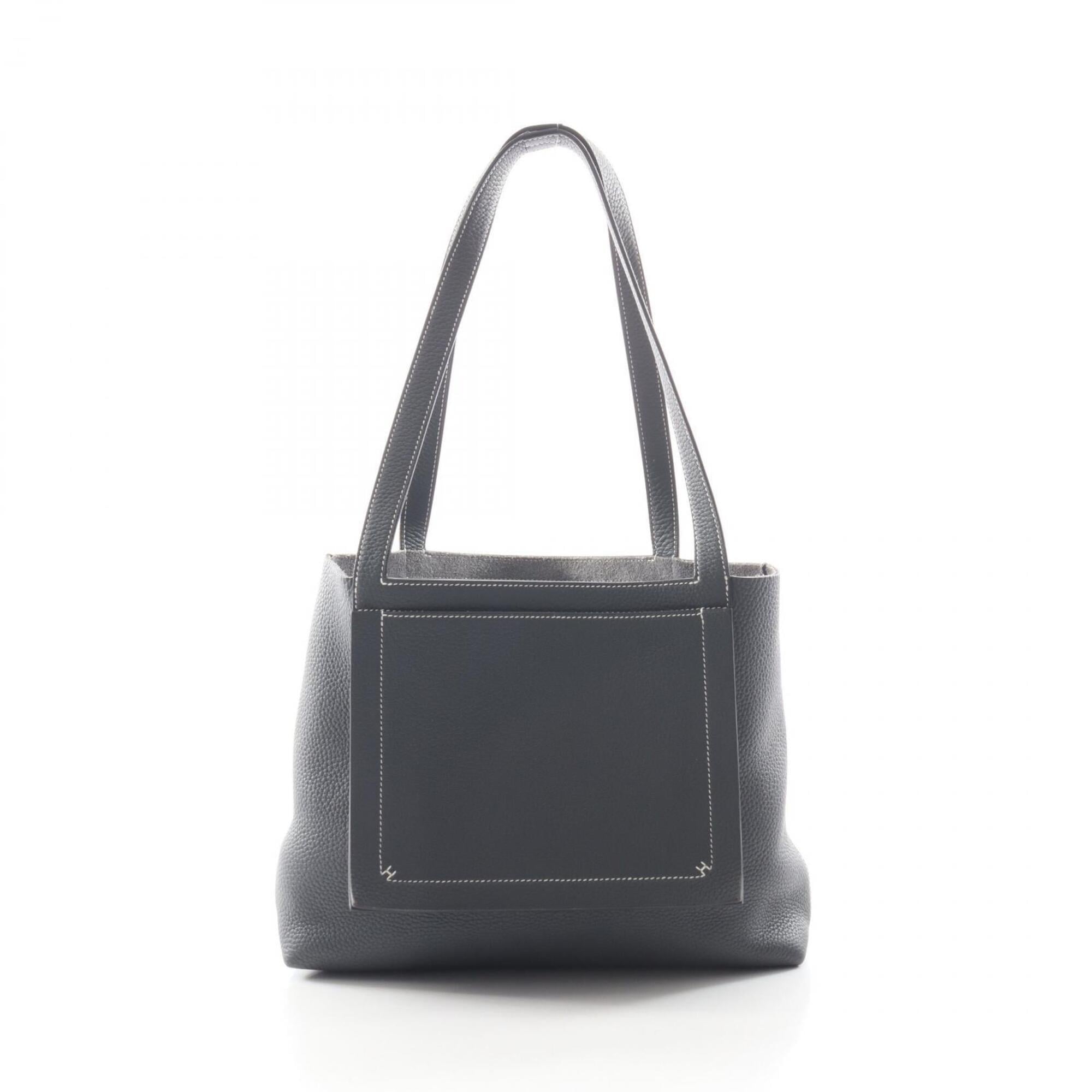 Hermes Gray Taurillon Clemence Leather Handbag Tote Bag (Pre-Owned)
