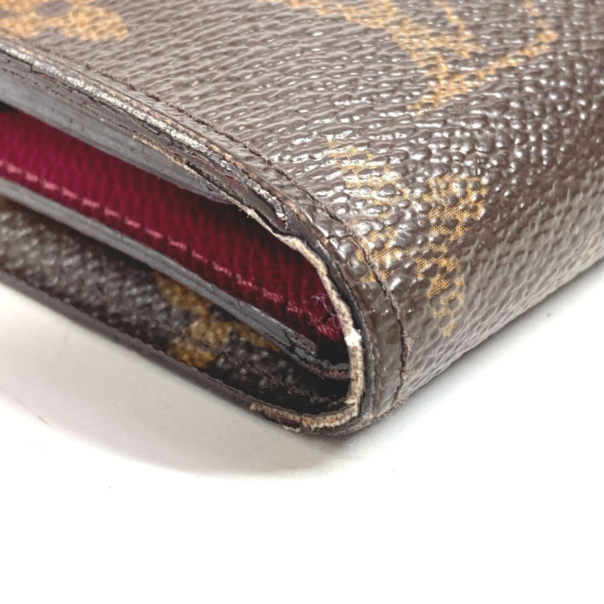 Louis Vuitton Monogram Brown Fuchsia Pink Pink Monogram Epi Leather Wallet (Tri-Fold) (Pre-Owned)