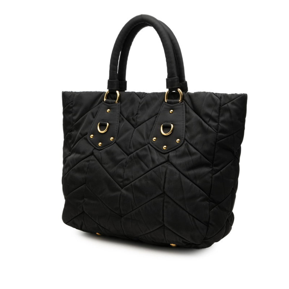 Prada Black Gold Nylon Tote Bag (Pre-Owned)