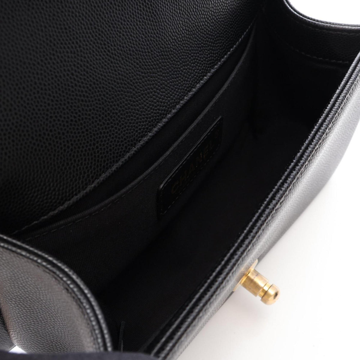 Chanel Black Grained Calfskin Handbag Shoulder Bag (Pre-Owned)