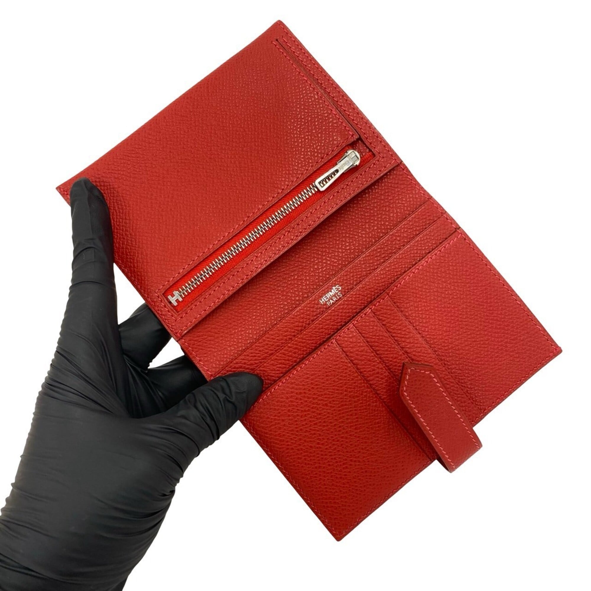 Hermes Red Color Epsom Leather Wallet (Bi-Fold) (Pre-Owned)