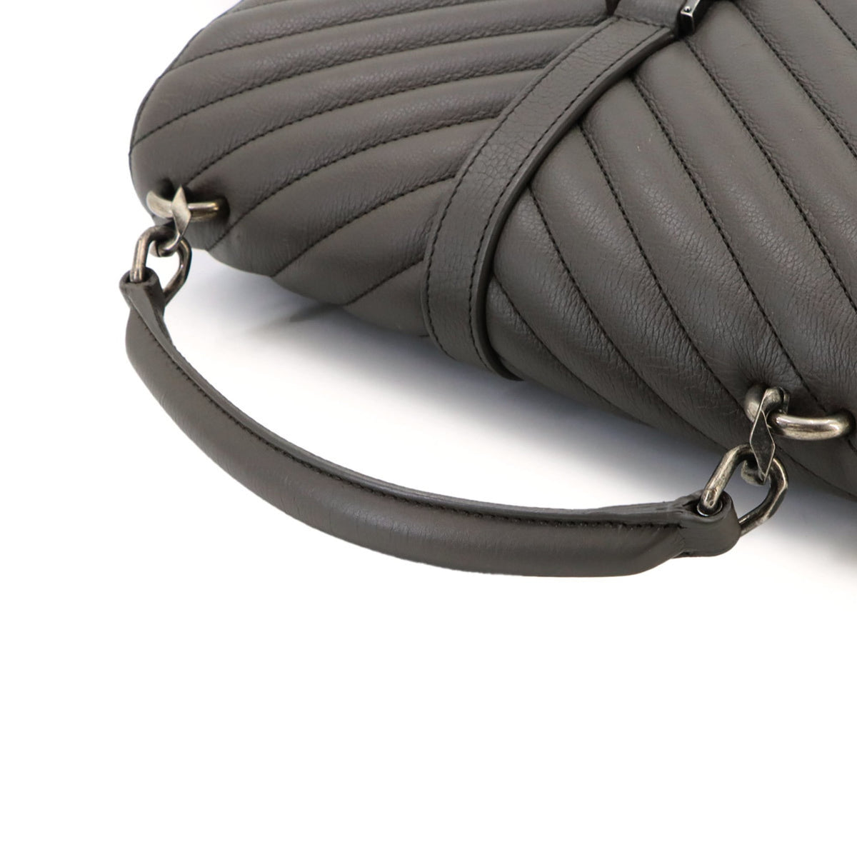 Saint Laurent Gray Leather Handbag Shoulder Bag (Pre-Owned)
