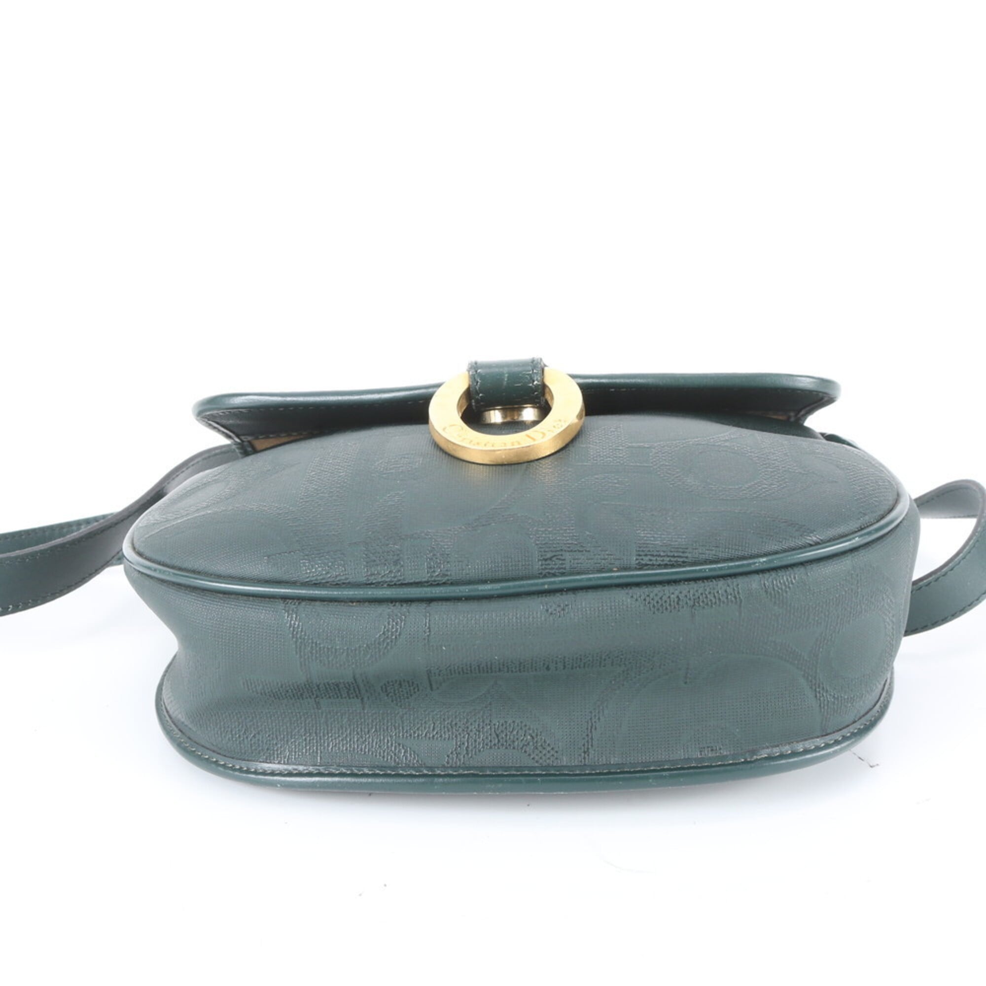 Christian Dior Dark Green Leather Crossbody Bag Shoulder Bag Tote Bag (Pre-Owned)