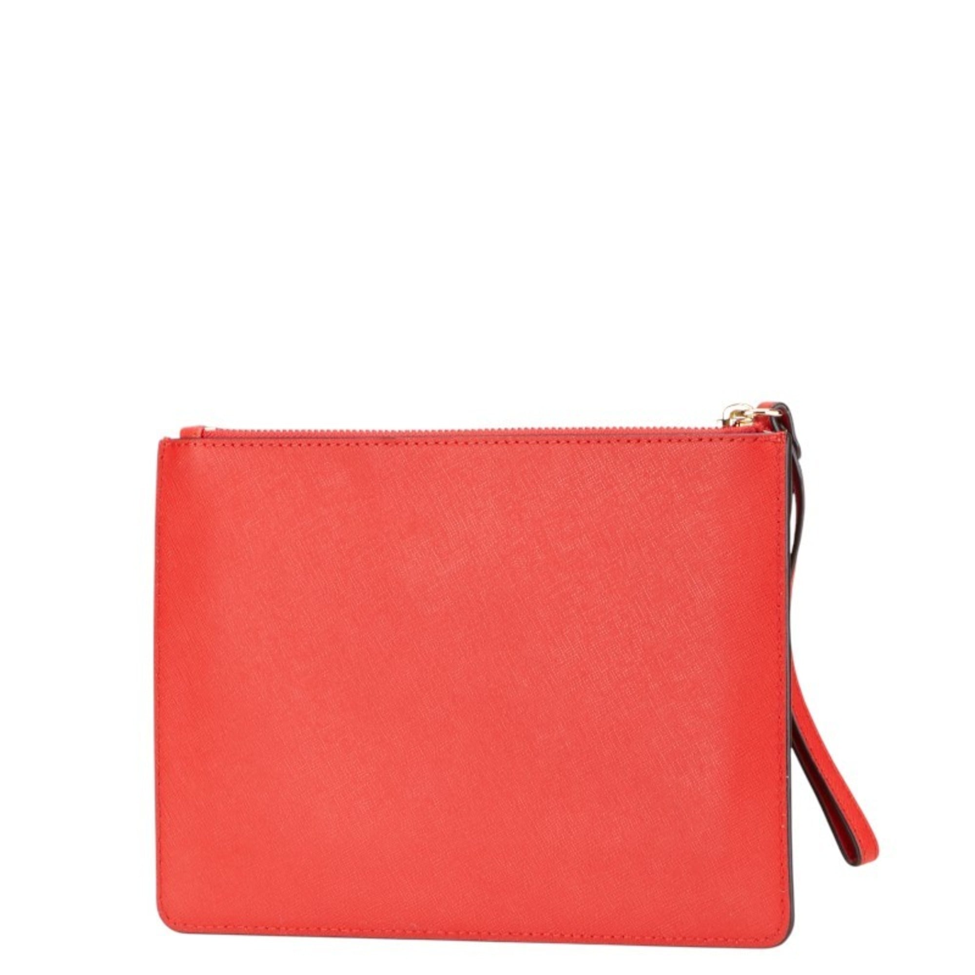 Michael Kors Red Color Leather Clutch Bag (Pre-Owned)