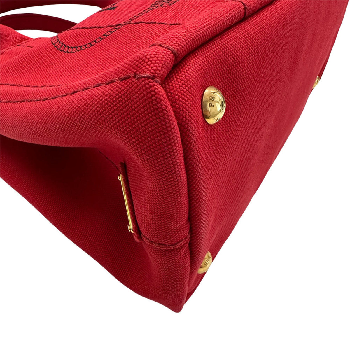 Prada Red Color Canvas Handbag Shoulder Bag (Pre-Owned)