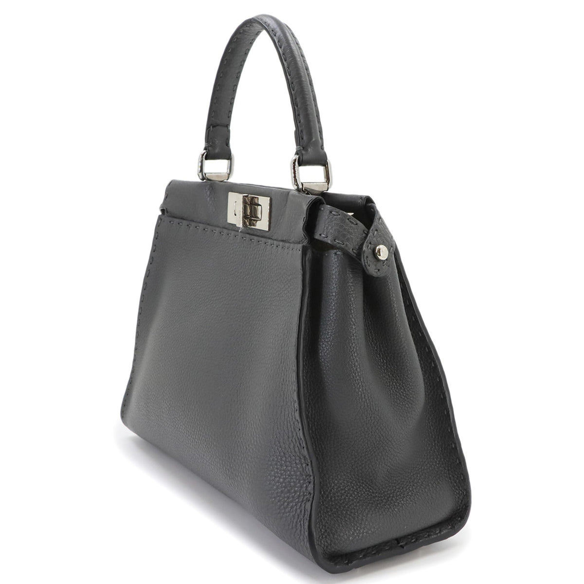 Fendi Gray Leather Handbag (Pre-Owned)