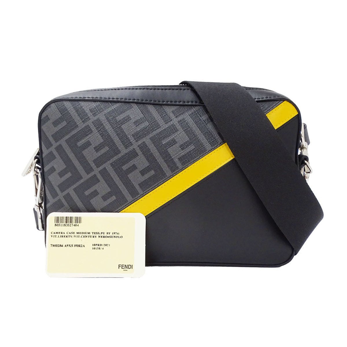 Fendi Black Yellow Leather Pvc Messenger Bag Shoulder Bag (Pre-Owned)