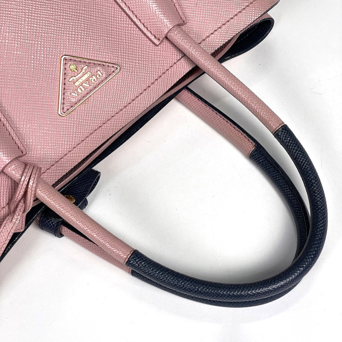 Prada Navy Pink Saffiano Handbag (Pre-Owned)
