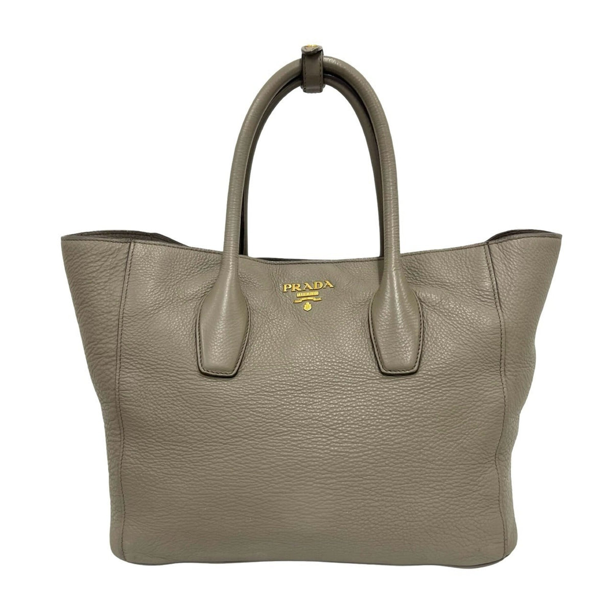 Prada Gray Leather Handbag Tote Bag (Pre-Owned)