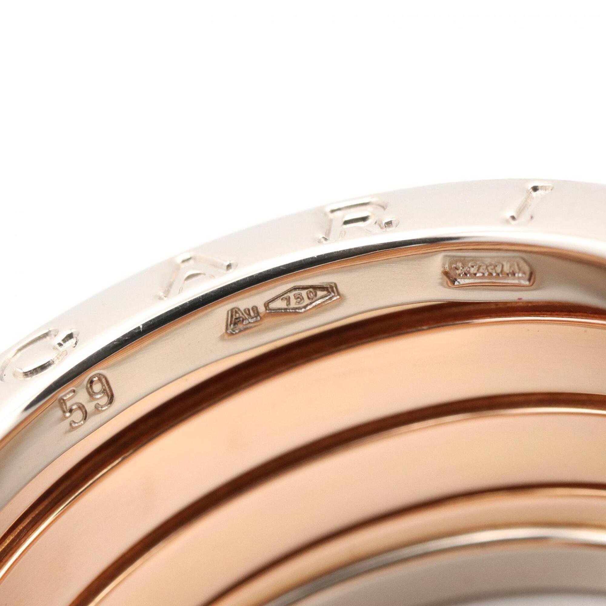 Bvlgari Gold Silver Pink Gold (18K) White Gold (18K) Band Ring (Pre-Owned)