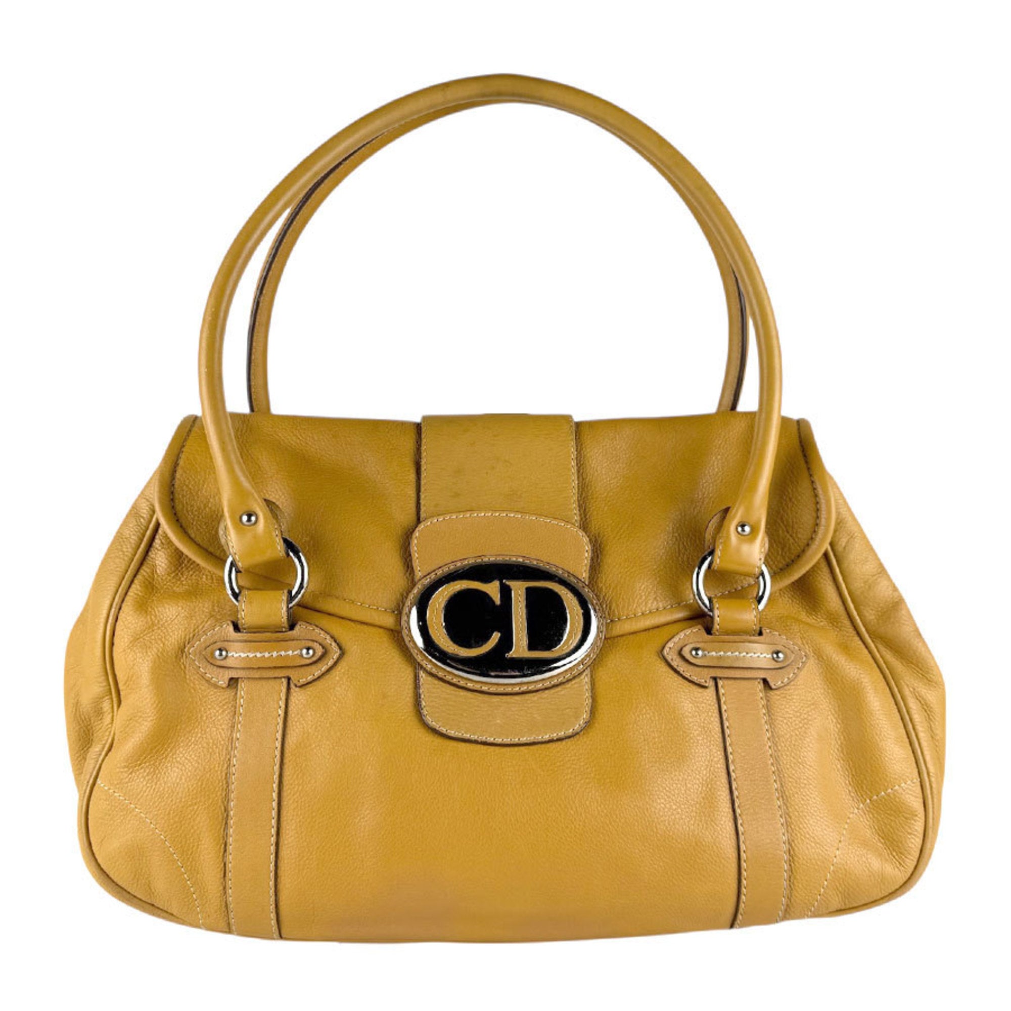 Christian Dior Mustard Yellow Leather Shoulder Bag (Pre-Owned)