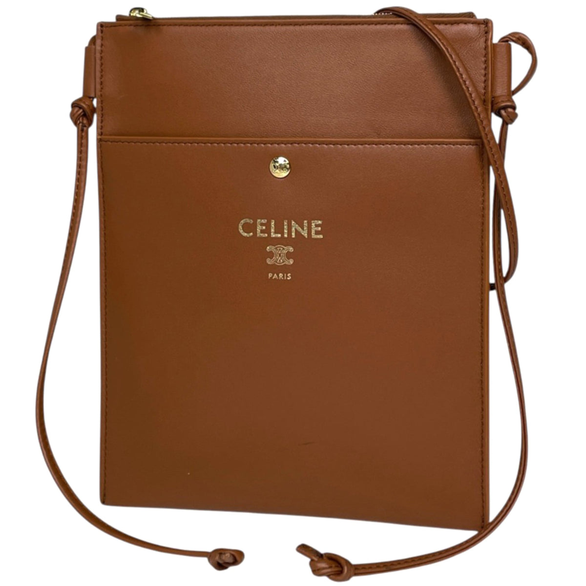 Celine Brown Leather Pouch Shoulder Bag (Pre-Owned)