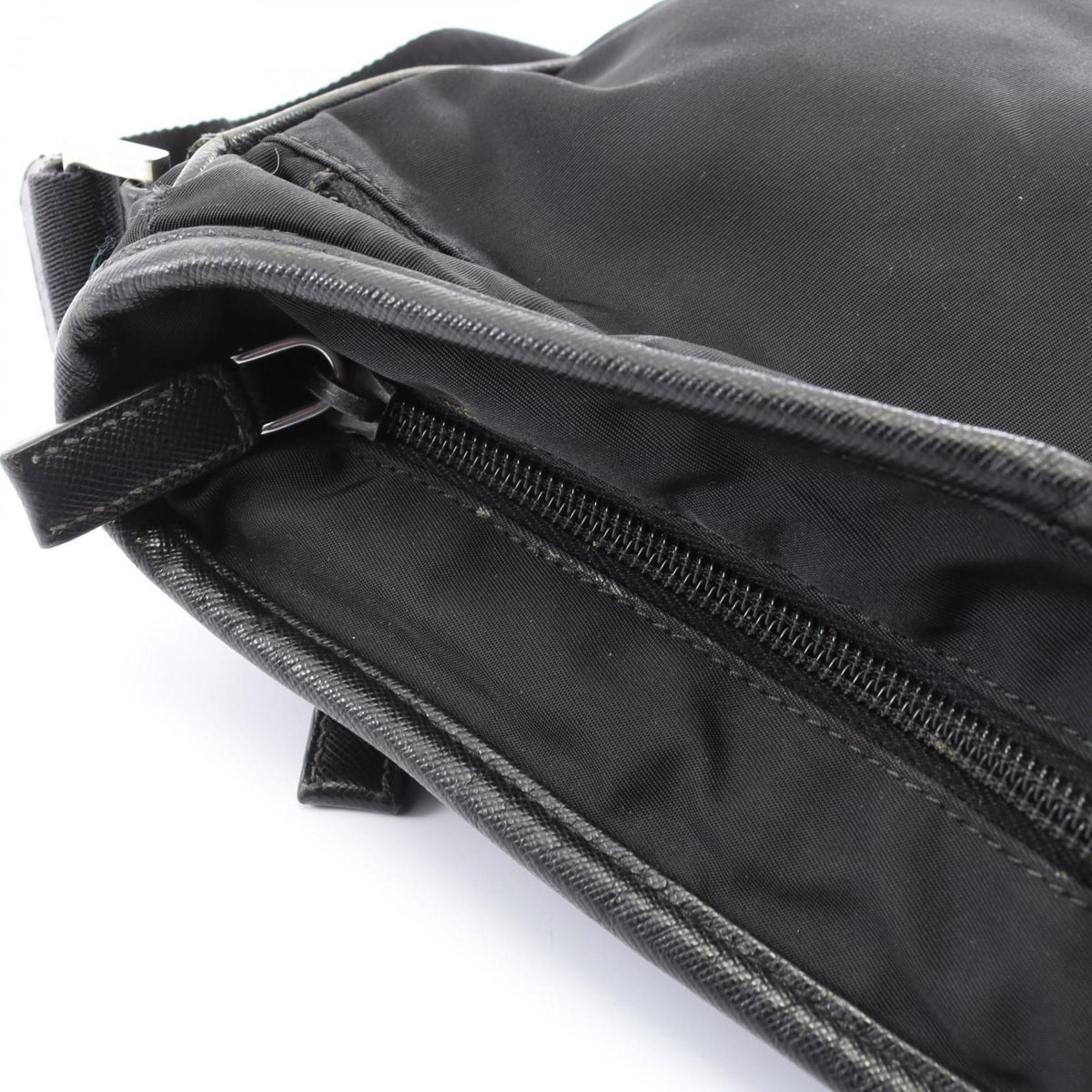 Prada Black Nylon Saffiano Triangle Shoulder Bag (Pre-Owned)
