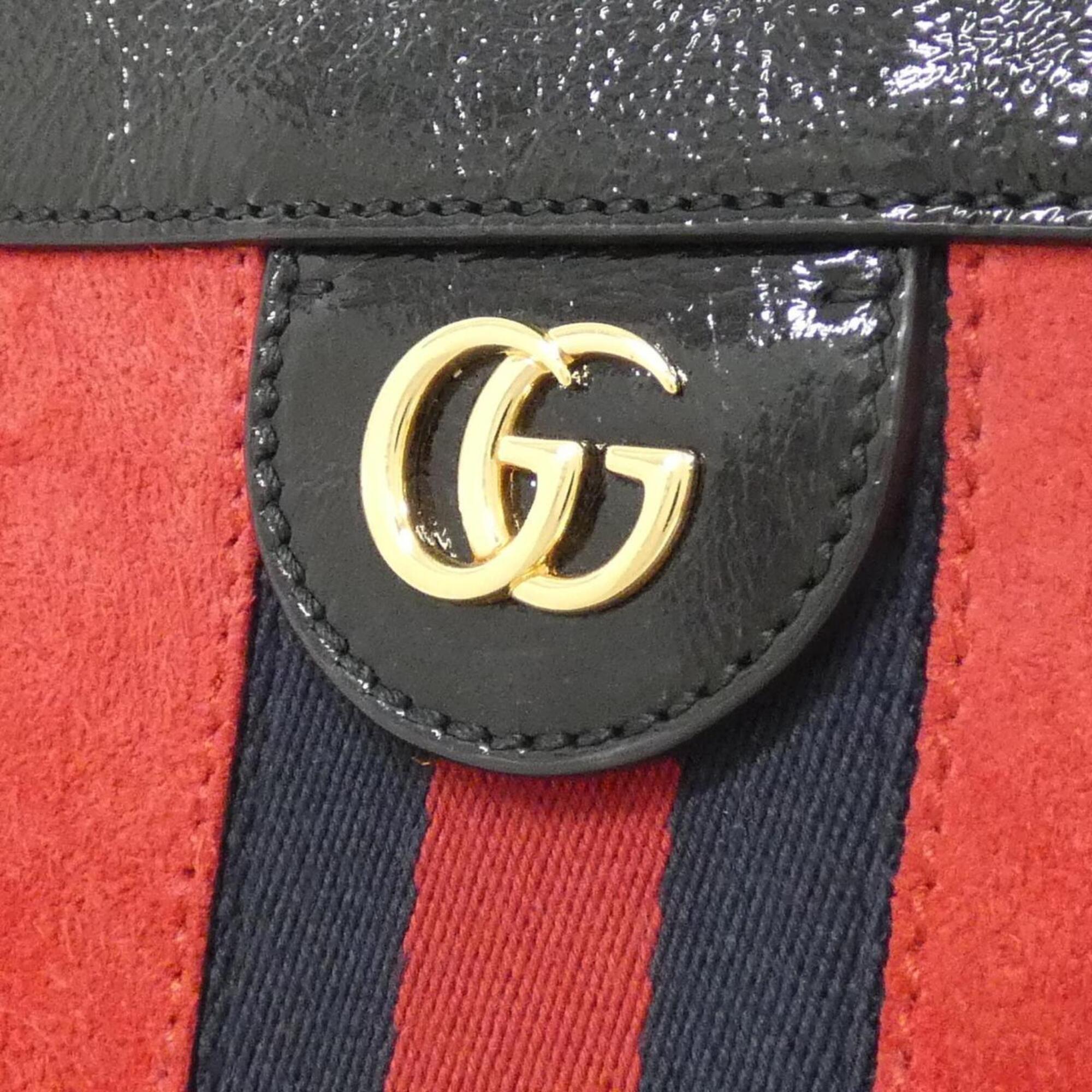 Gucci Ophidia Black Red Color Suede Leather Shoulder Bag (Pre-Owned)