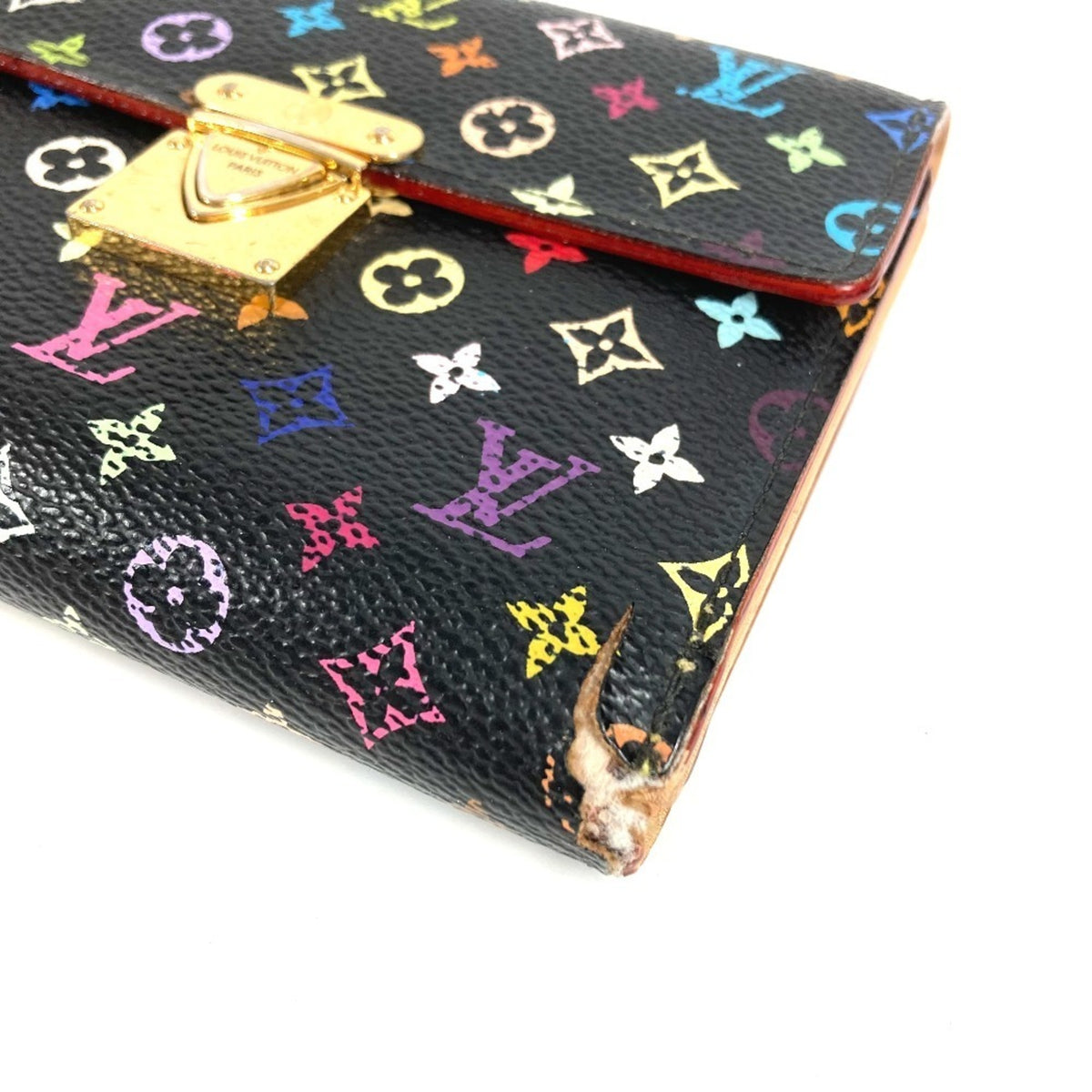 Louis Vuitton Black Multi-Color Noir Monogram Multicolore Canvas Wallet (Tri-Fold) (Pre-Owned)