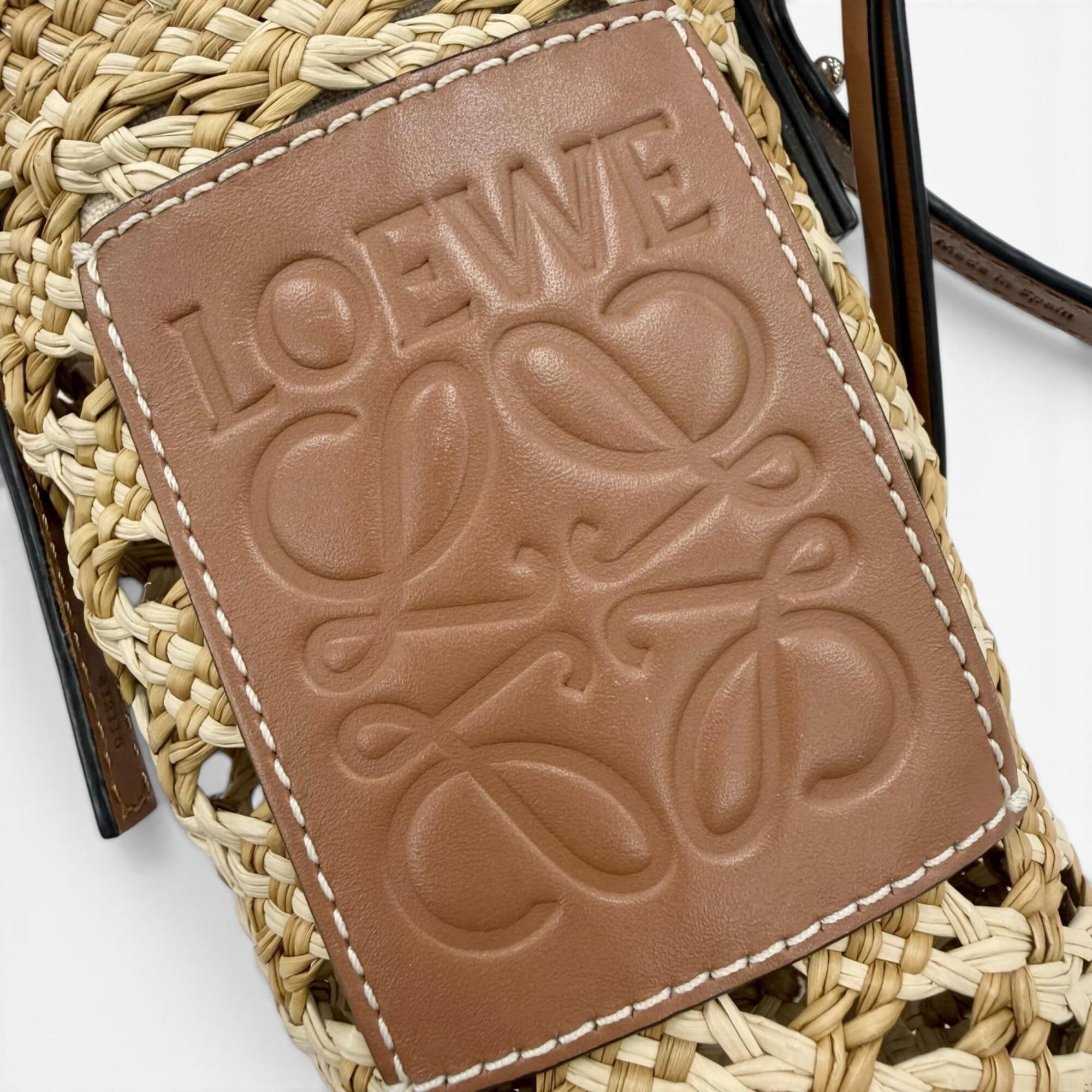 Loewe Beige Brown Raffia Leather Shoulder Bag (Pre-Owned)