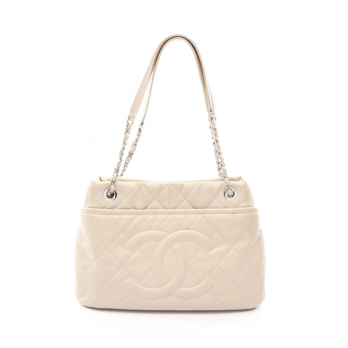 Chanel Ivory Grained Calfskin Handbag Tote Bag (Pre-Owned)