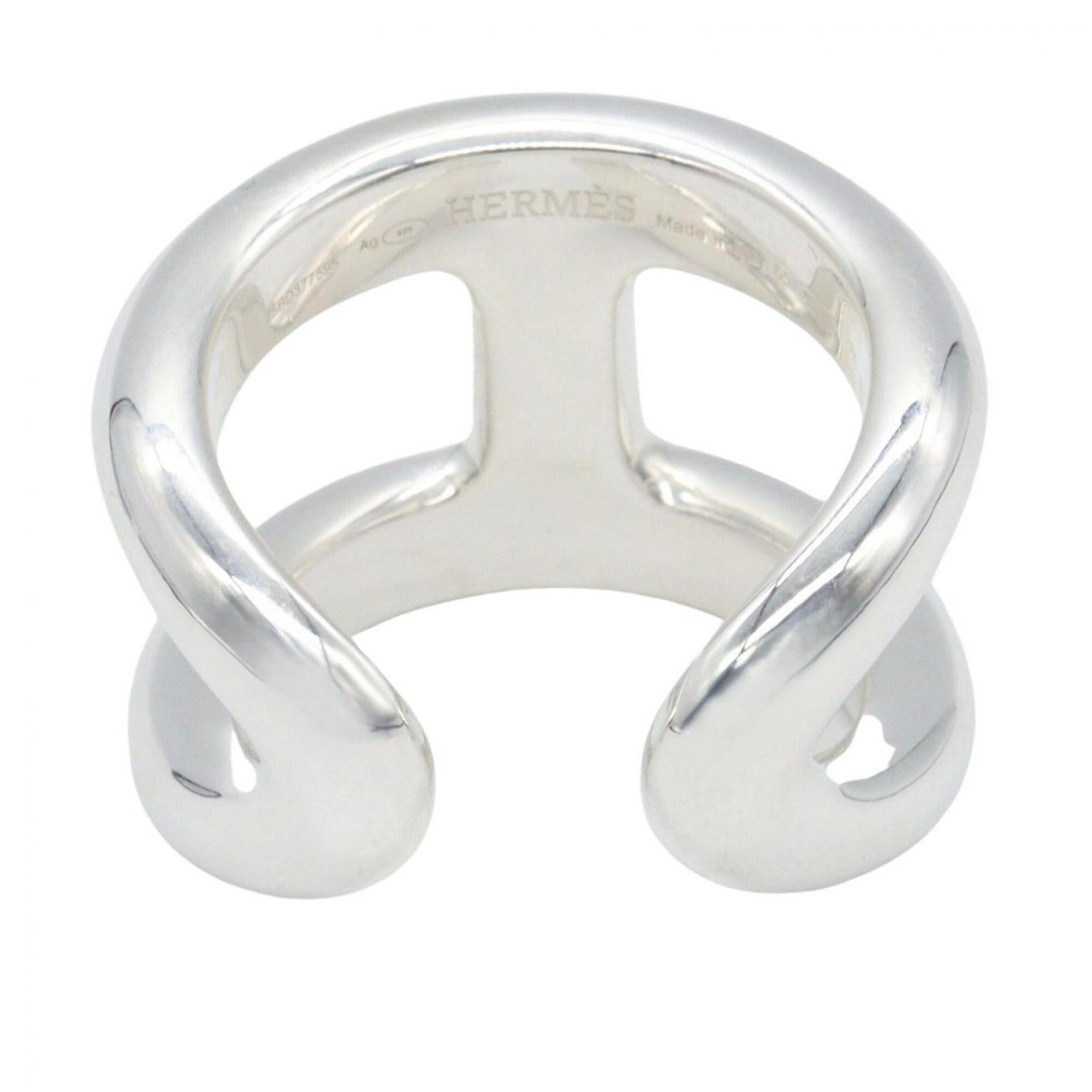 Hermes Silver Silver 925 Band Ring (Pre-Owned)