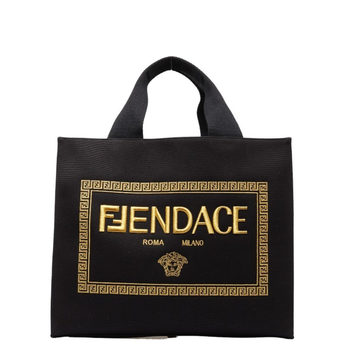 Fendi Black Yellow Canvas Shoulder Bag Tote Bag (Pre-Owned)