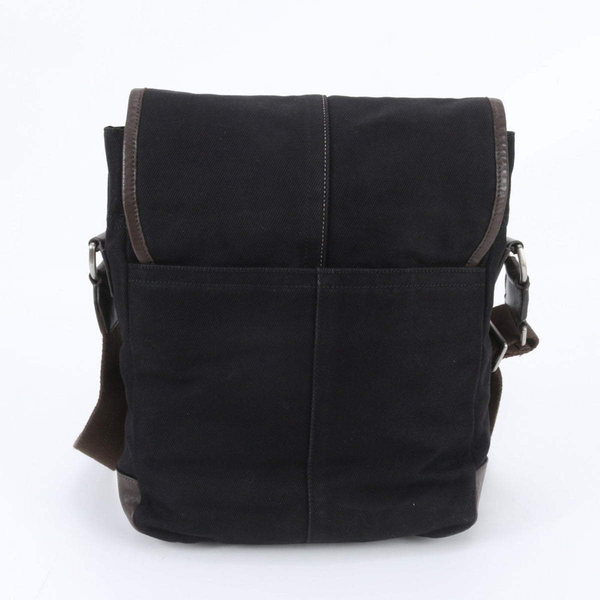Coach Black Brown Leather Canvas Messenger Bag Shoulder Bag Tote Bag (Pre-Owned)