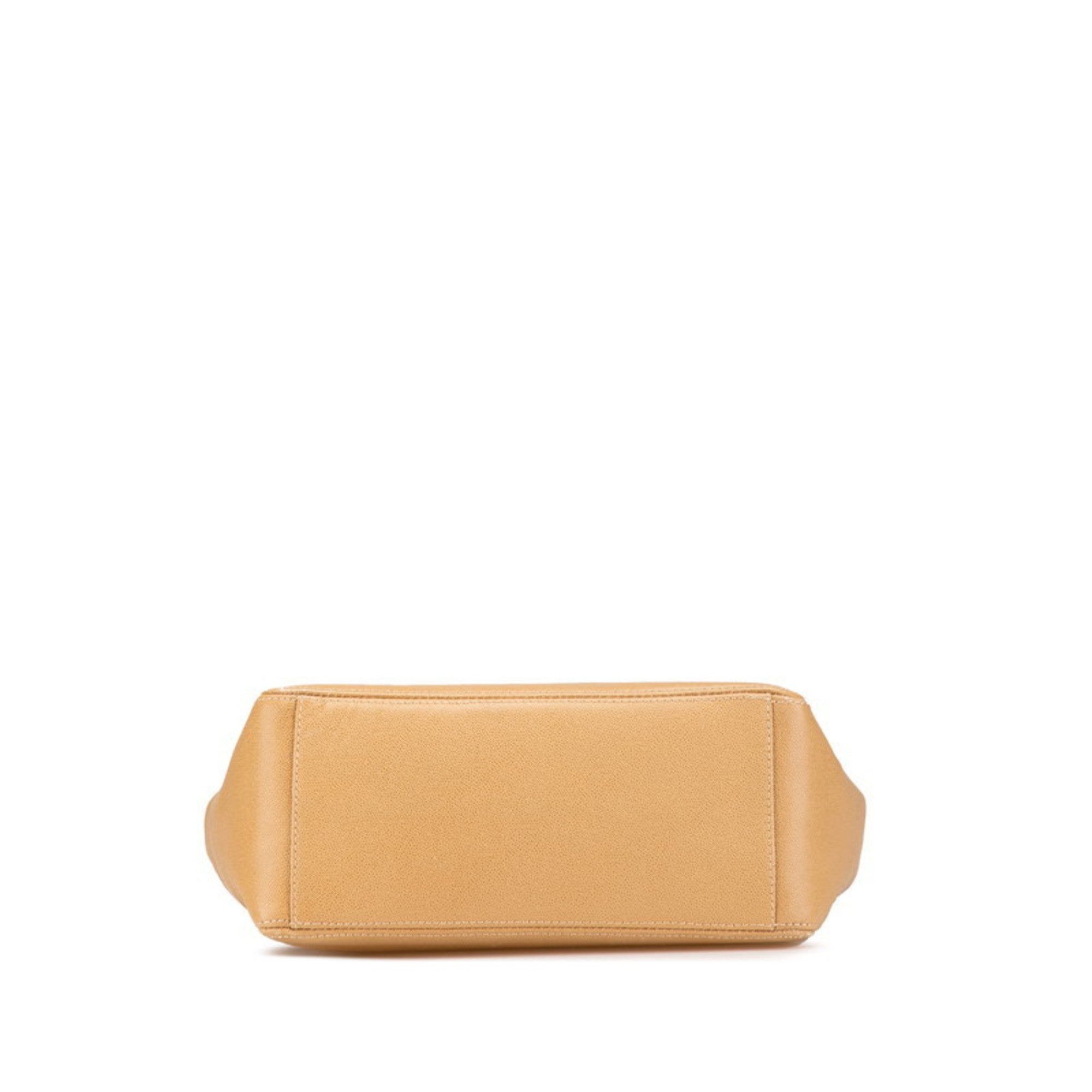 Chanel Beige Grained Calfskin Plastic Shoulder Bag Tote Bag (Pre-Owned)